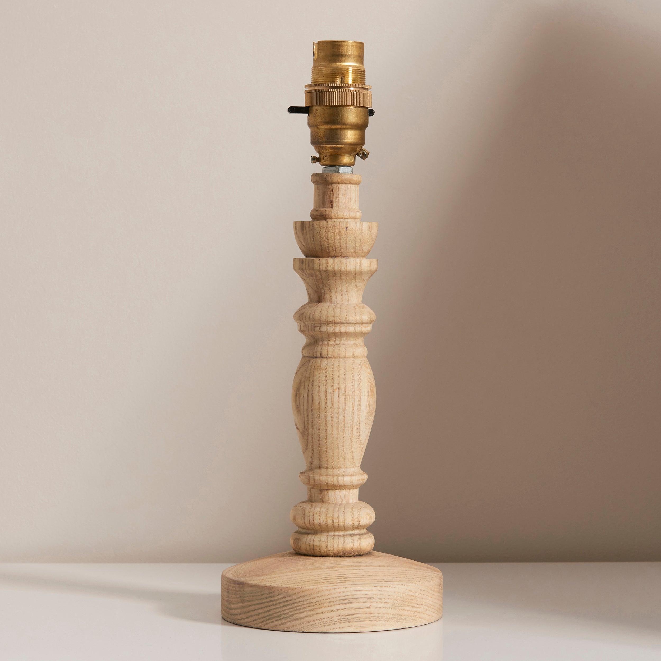 Bibury Solid Wood Table Lamp Base - Handcrafted Natural Wooden Lamp Stand for Bedroom, Living Room, Office & Study - Perfect for Reading, Working and Home Decor Lighting
