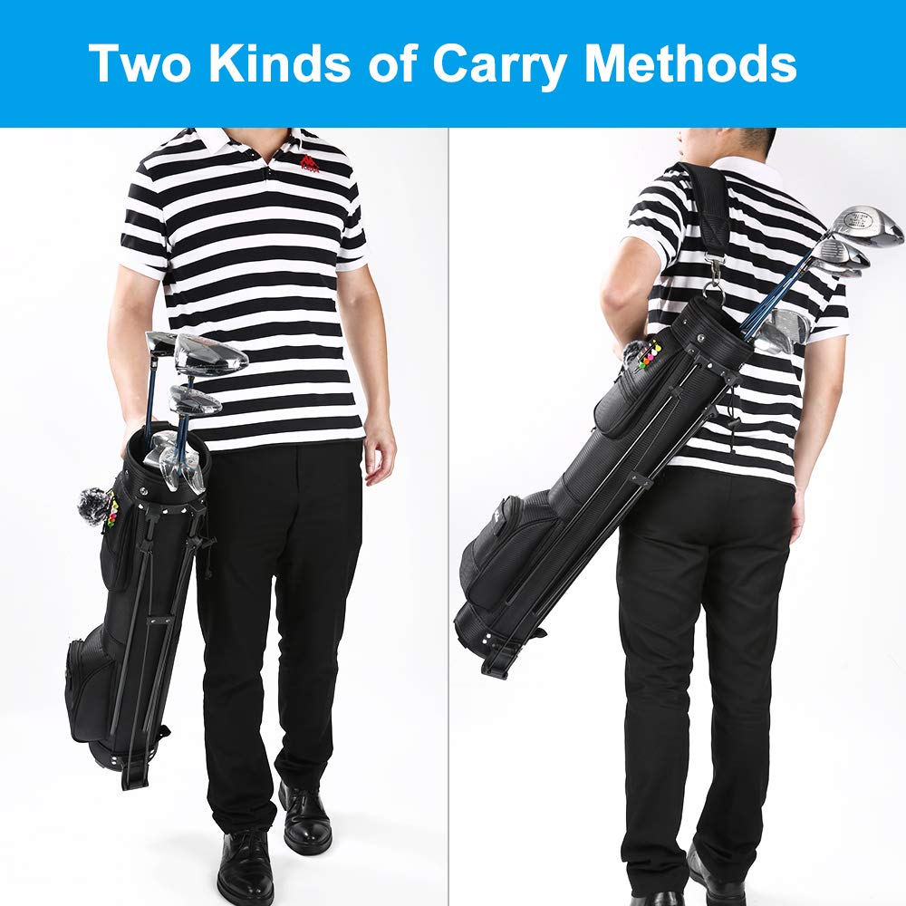 Sunday Golf Stand Bag with Travel Shoulder Strap - Lightweight Carry Golf Bag for Men & Women - Perfect for Weekend Golfing, Travel & Practice Sessions