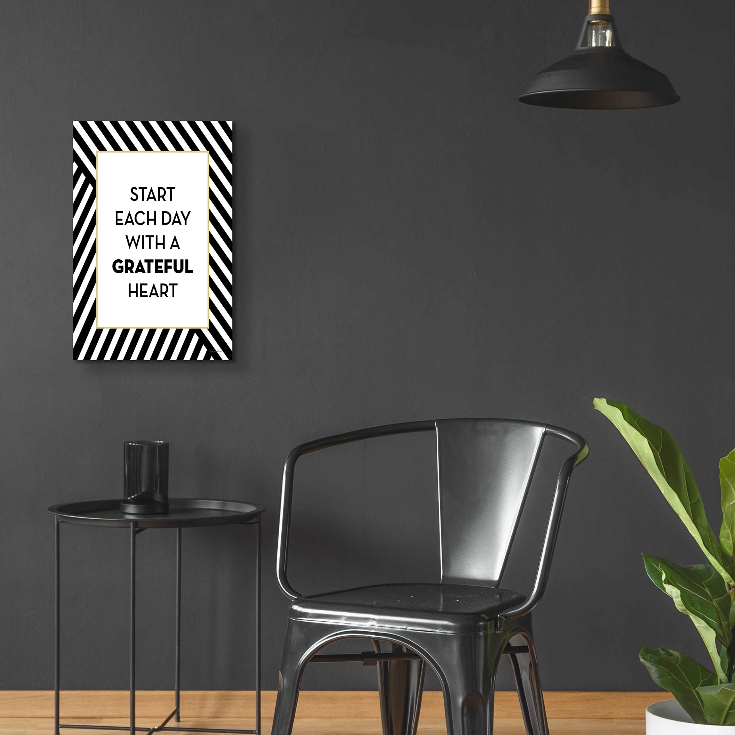 Leaded & Lined 'Start Each Day' Motivational Acrylic Glass Wall Art - 16x24 Inch Inspirational Home & Office Decor - Perfect for Living Room, Bedroom or Workspace