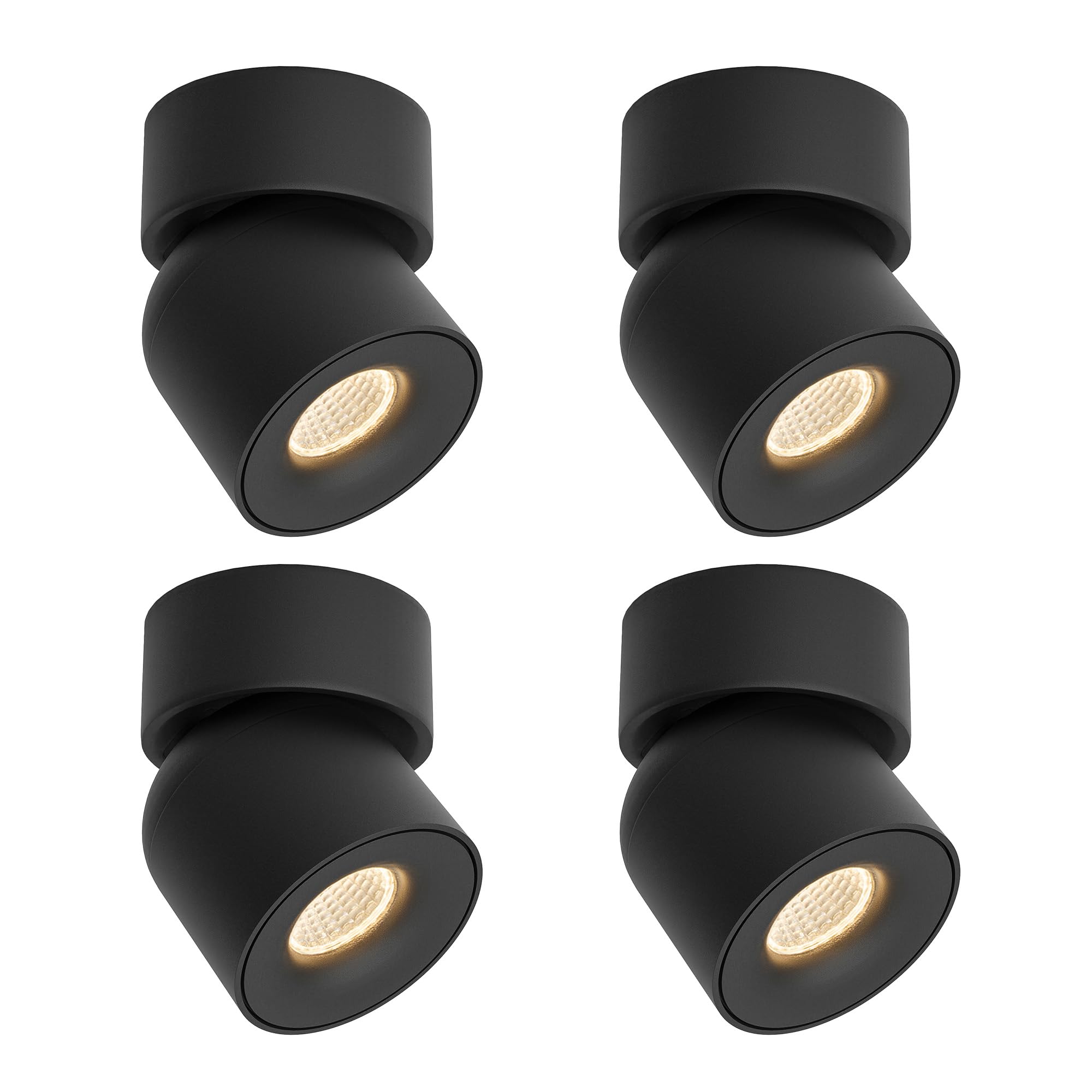 Aisilan 4-Pack LED Dimmable Adjustable Ceiling Spotlight 7W 3000K Aluminum Wired Fixtures - CRI 97 Surface Mount Indoor Spot Lights for Living Room, Hallway, Picture Wall & Corridor - Perfect for Accent Lighting & Home Decor (Black)