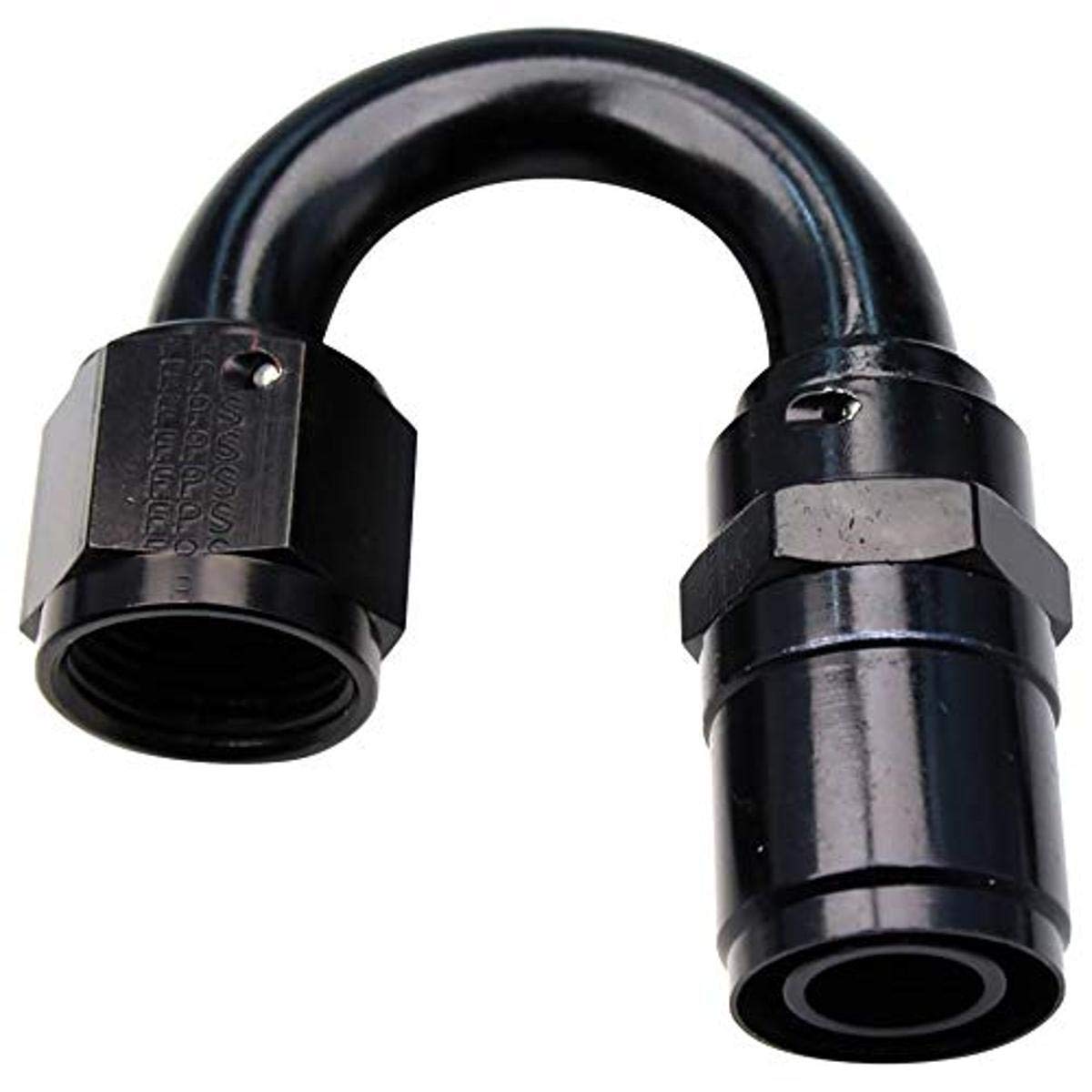 High-Quality Aluminum Black Anodized Fragola Fitting - 180 Degree Hose End Crimp-On Adapter, 10 AN Hose to 10 AN Female - Perfect for Automotive, Marine & Industrial Hydraulic Systems