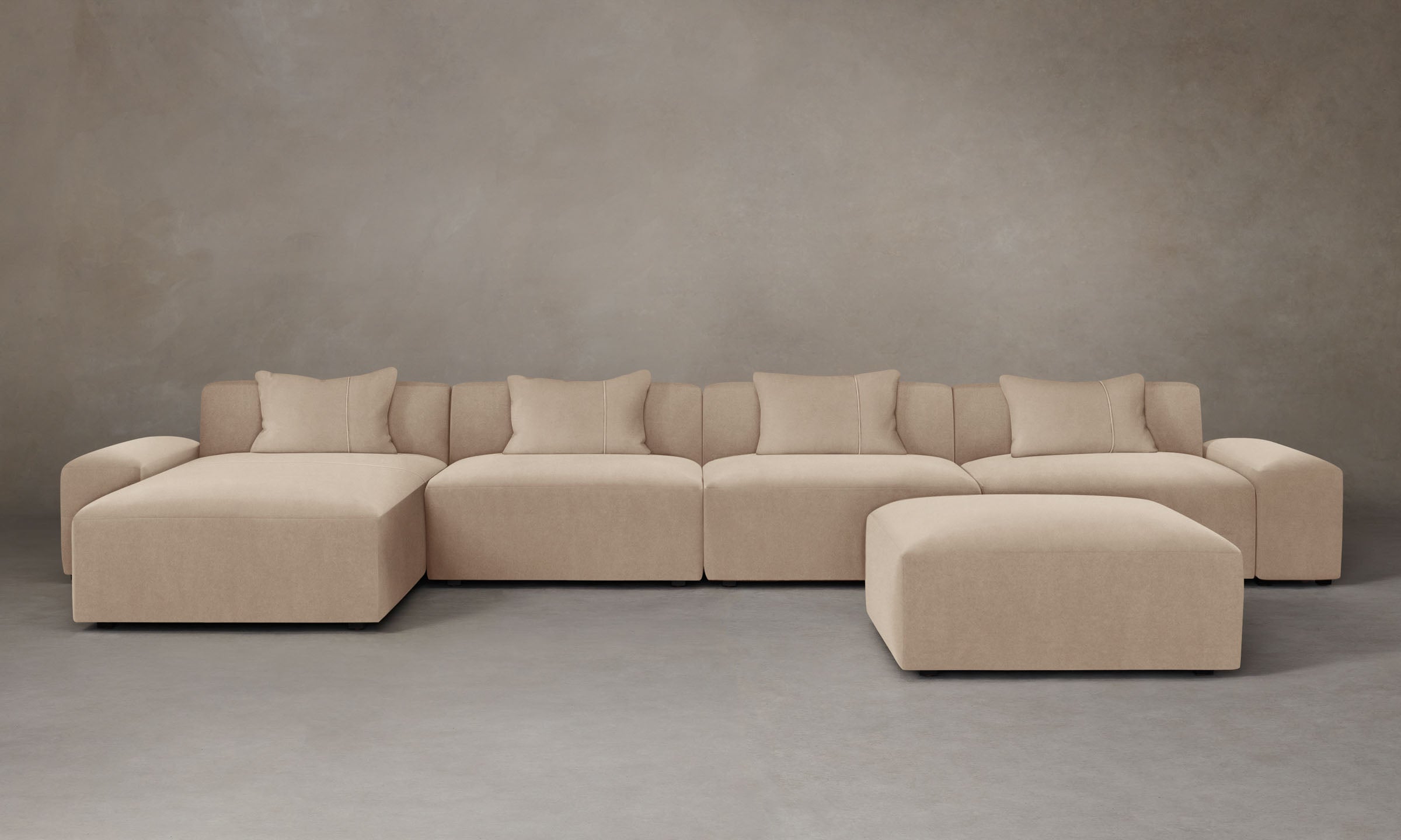 Breuer Modular Sectional Sofa - Performance Velvet Taupe Fabric - Perfect for Living Room, Lounge & Home Theater Seating