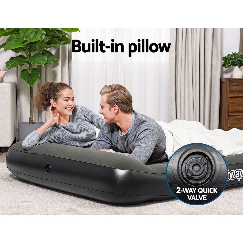 Bestway Double Height Air Mattress - 30cm Inflatable Bed with Built-in Pump, Grey - Perfect for Camping, Guest Room & Home Use