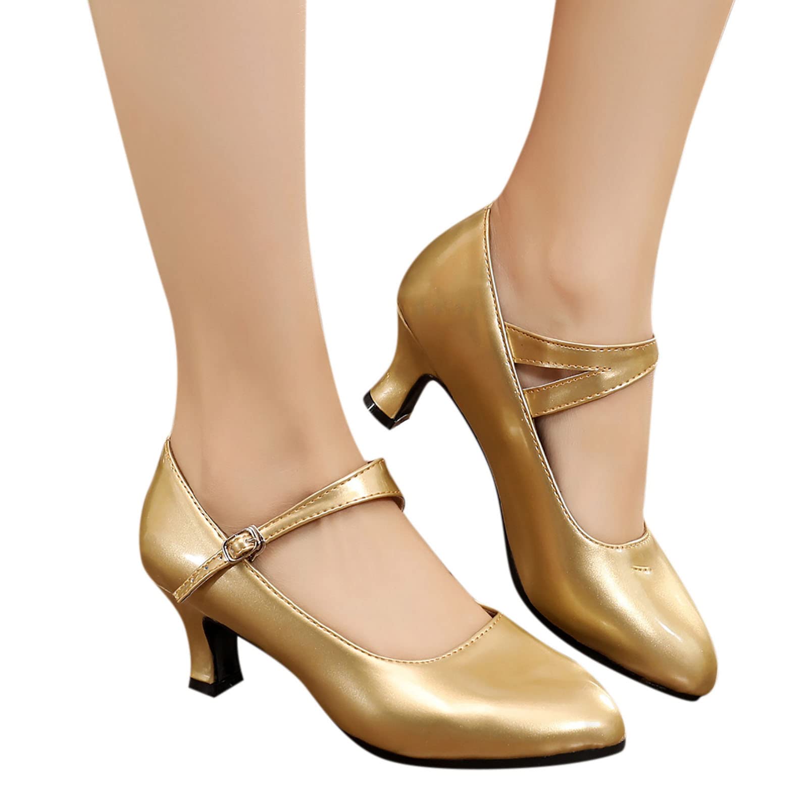 Women's Rhinestone Ballroom Dance Shoes - Elegant Latin Salsa Performance Sandals in Yellow for Women, Perfect for Dance Competitions and Social Events