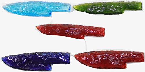5 Pack Glass Ornamental Knife Blades #3123 - Mountain Man Style Collectible Knives for Display, Gifts & Outdoor Enthusiasts
