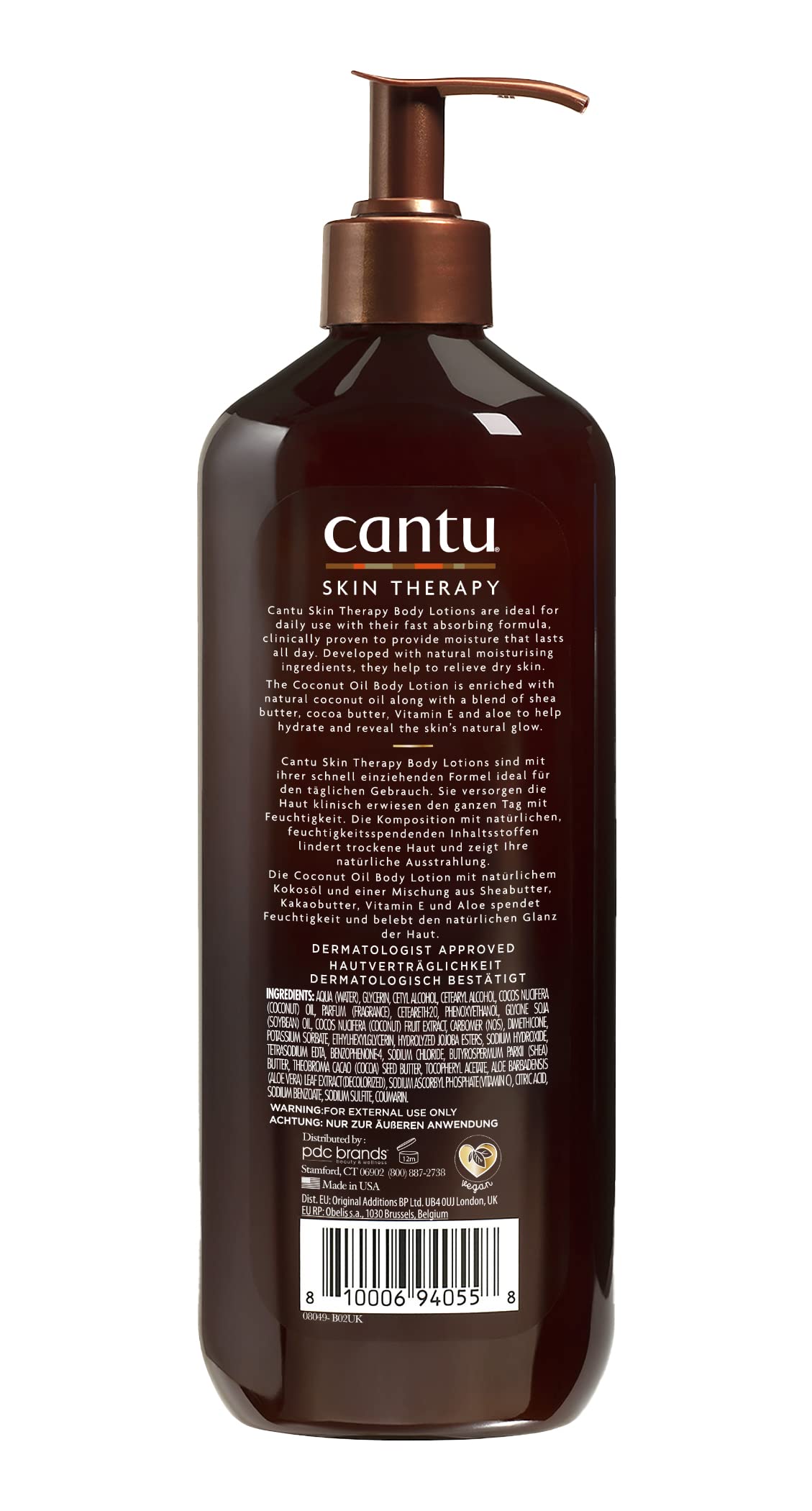 Cantu Coconut Oil Body Lotion for Dry Skin - 16 Fl Oz Hydrating Moisturizer with Natural Ingredients | Perfect for Daily Use, After Shower & Winter Care