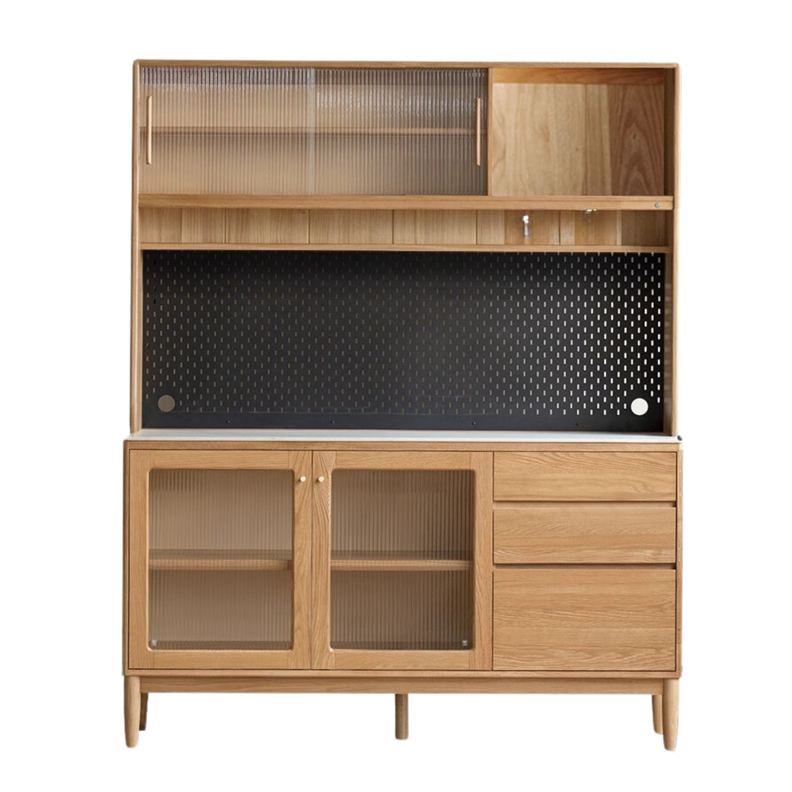 59x17.7x78.7 inch / 150x45x200 cm / Natural Wood Color / Sideboard + upper shelf