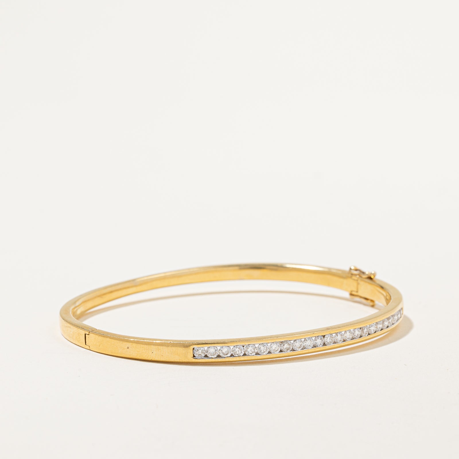 Channel Set Diamond Bangle Bracelet - 1.00 Carat Total Weight (ctw) - Size 6.5 - Perfect for Weddings, Anniversaries & Special Occasions