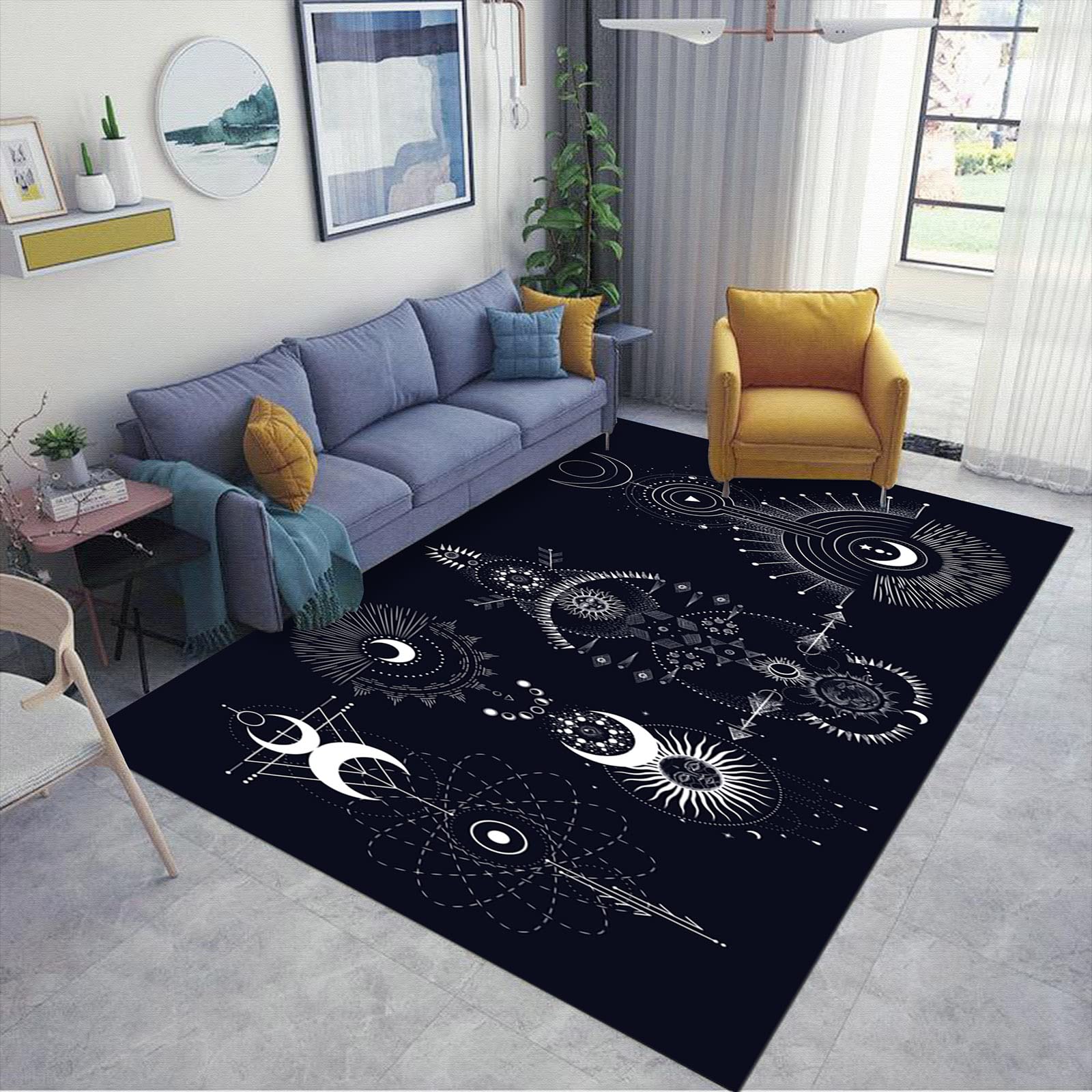 LGGQQW Tarot Cards Area Rug - Trippy Eyes Design Black and White Rug for Living Room, Bedroom & Home Decor | Perfect for Bohemian, Psychedelic or Witchy Aesthetic Spaces