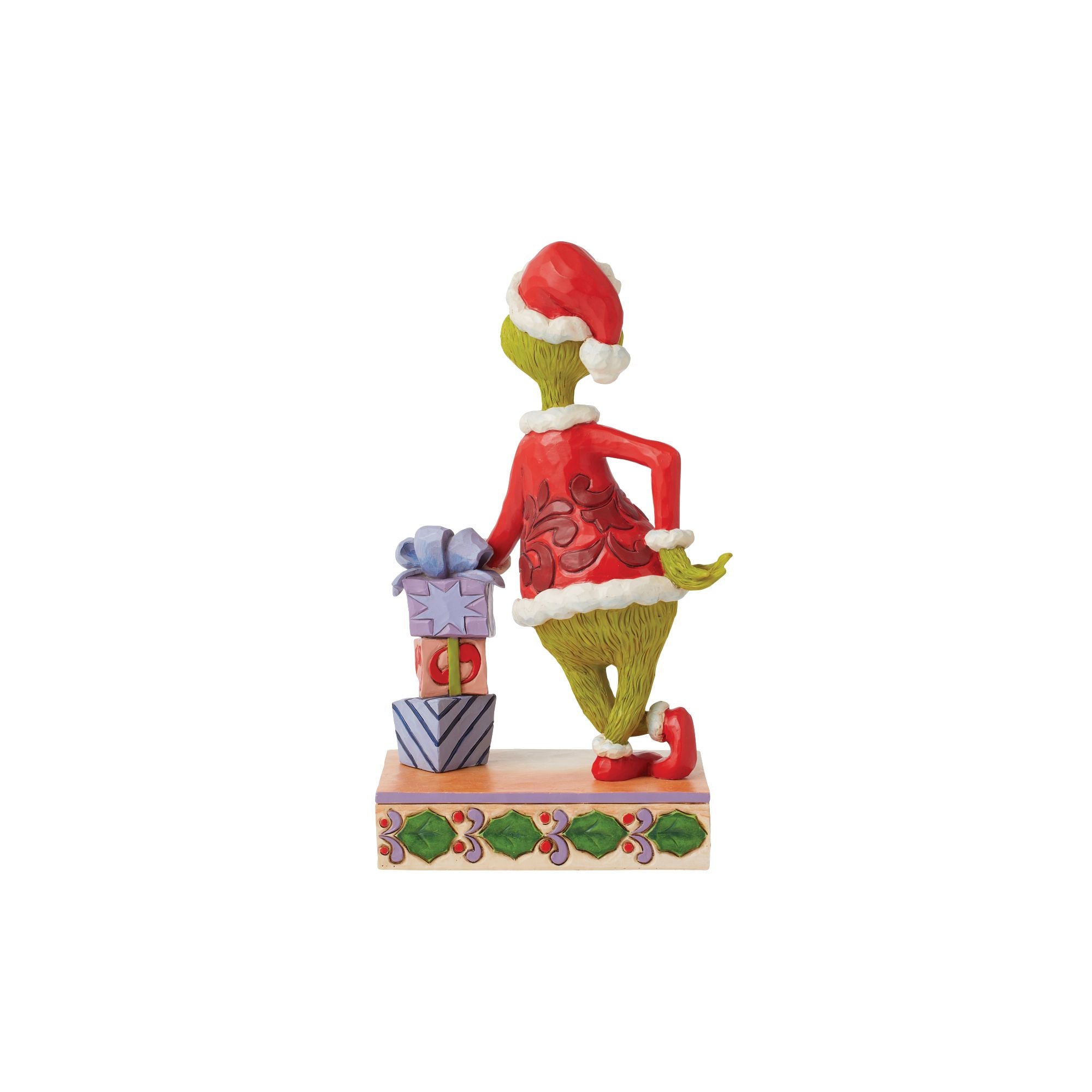 Grinch Leaning on Gifts Christmas Decor - Festive Holiday Home Decorations for Xmas Tree, Mantel & Party