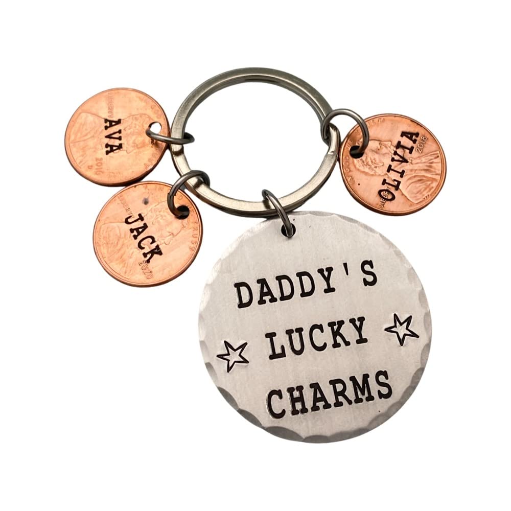 Personalized Daddy Keychain - Custom Name Keychain for Father's Day, Lucky Penny Keychain Gift for Husband, Dad & Grandfather - Perfect for Car Keys, House Keys & Special Occasions