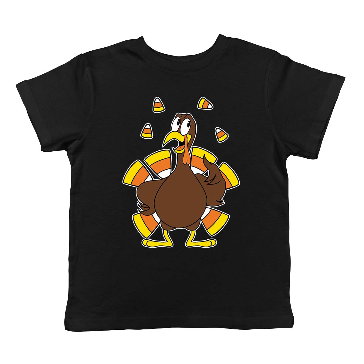 SpiritForged Apparel Halloween Candy Corn Turkey Graphic Toddler T-Shirt - Cute Thanksgiving Outfit for Babies & Kids