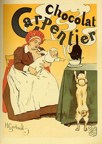 Vintage French Chocolate Chocolat CARPENTIER CAT Dog Baby Poster - 20