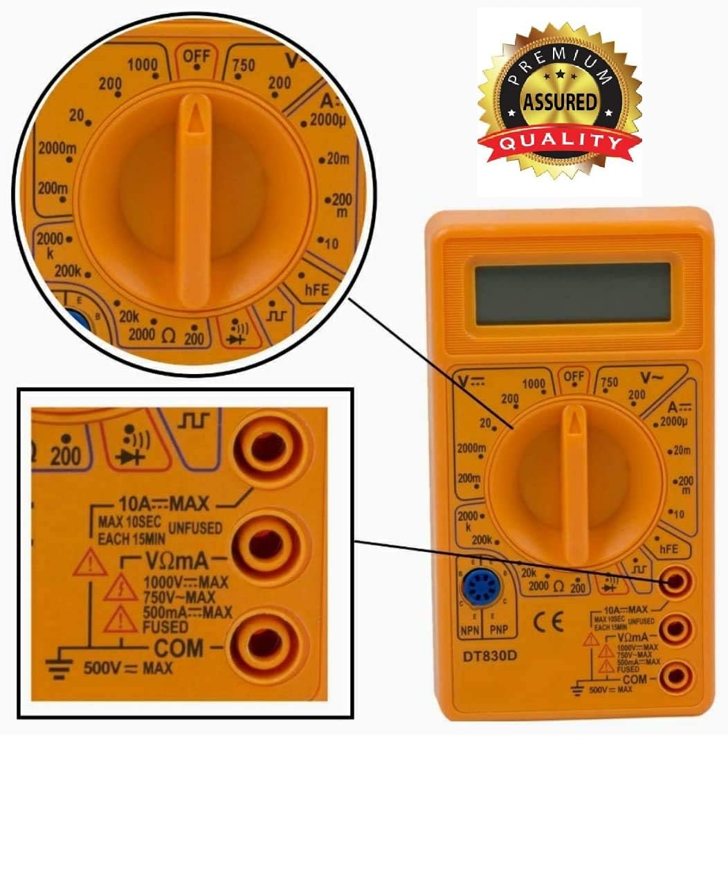 Qwid Digital Multimeter - AC/DC Voltage Tester with Buzzer, Square Wave Output, Ohm Meter, LCD Display & Overload Protection (Pack of 1) - Perfect for Home Electrical Repairs, Automotive Diagnostics, and DIY Electronics Projects