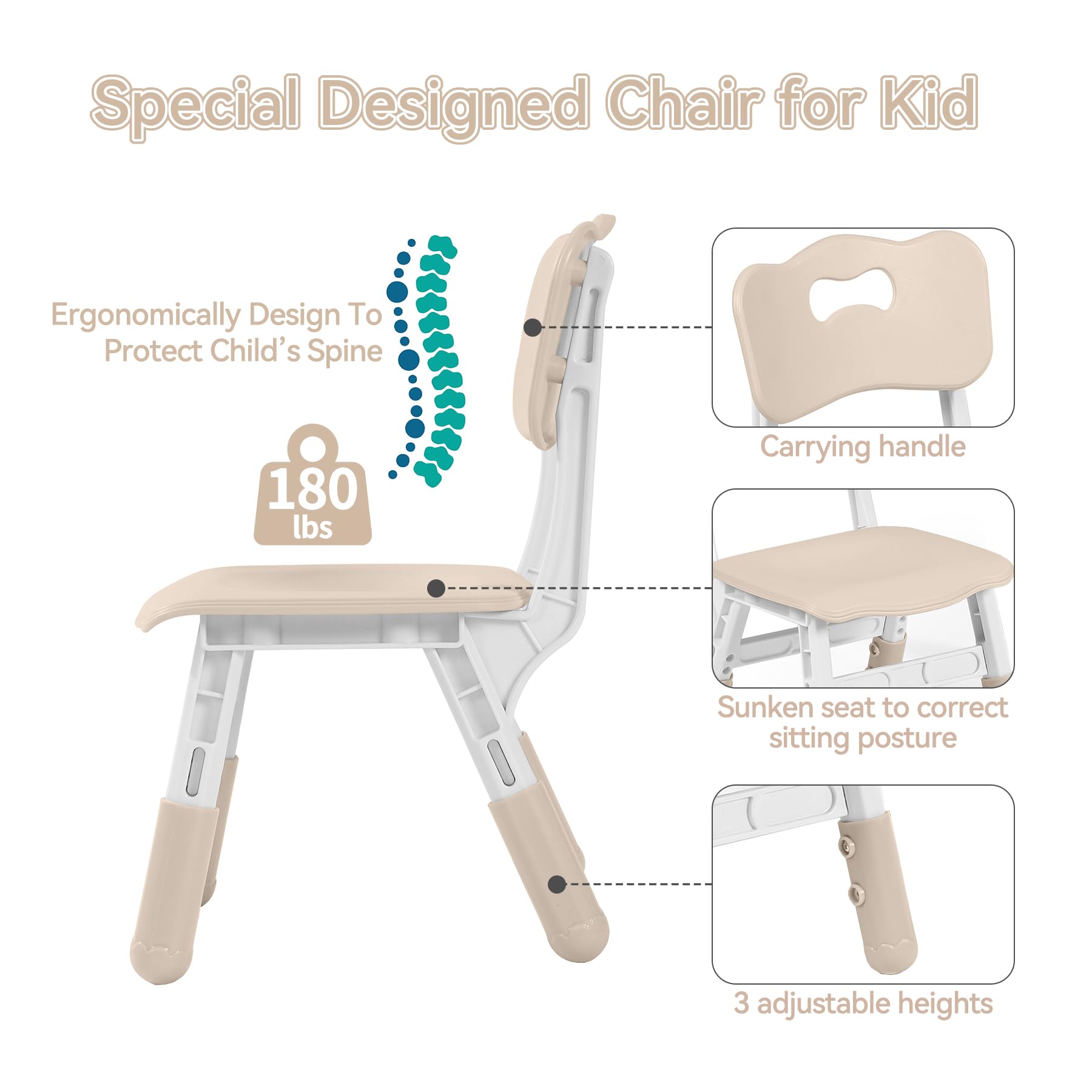 Adjustable Kids Table and Chairs Set - 23.6
