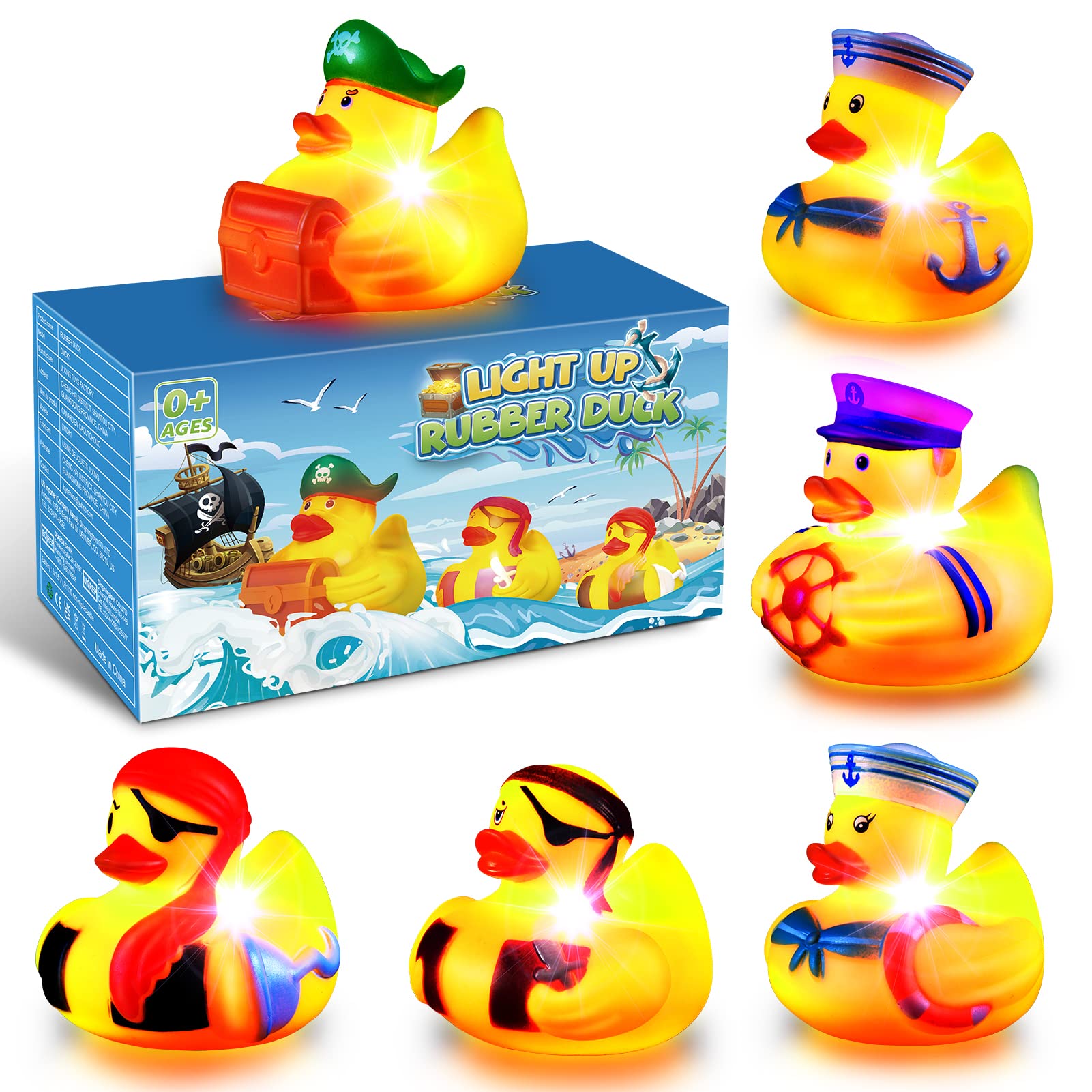 Light Up Rubber Duck Bath Toys for Kids 1-5 Years - Sensory Bath Time Fun