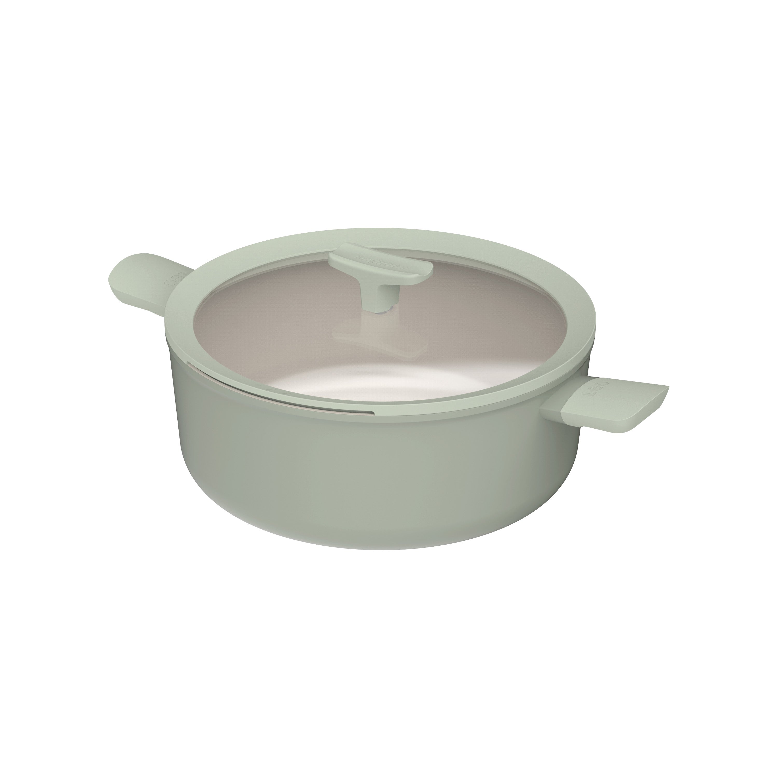 BergHOFF Balance 6.5qt Nonstick Ceramic Stockpot with Glass Lid - Eco-Friendly Recycled Aluminum Cookware for Soups, Stews & Pasta - Sage Green Kitchen Essential for Home Chefs