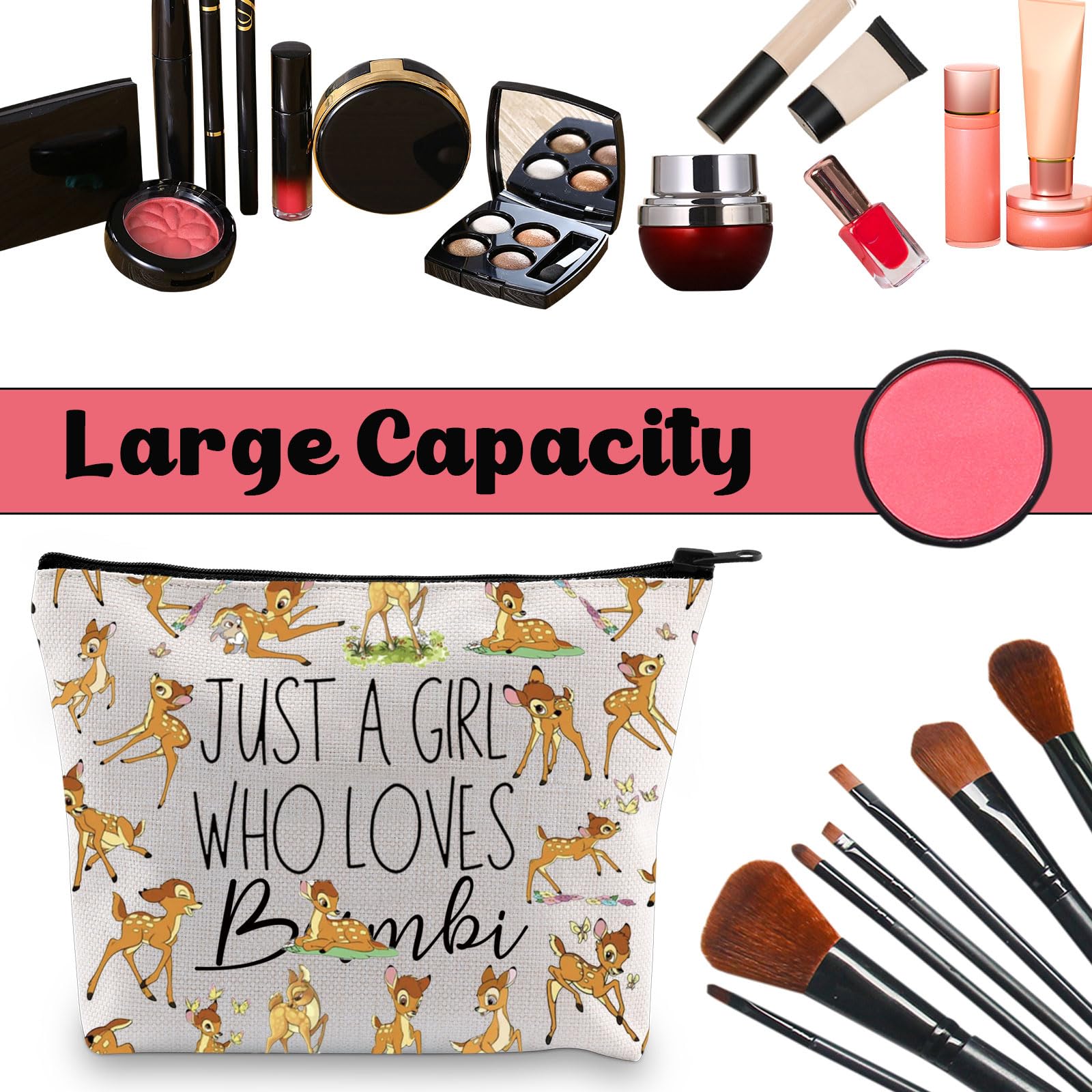 Deer Print Cosmetic Bag - Cute Animal Lover Makeup Pouch with Zipper Closure - Perfect Gift for Deer Enthusiasts & Movie Fans - Great for Travel, Daily Use & Cosmetics Storage