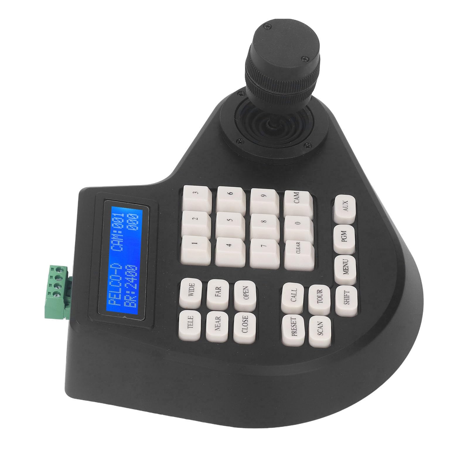 PTZ Camera Controller Keyboard with LCD Display - 100-240V ABS Dome Camera Controller, 4D Joystick for Surveillance Systems - Compatible with Standard Protocols (US Plug) - Ideal for Security Monitoring, Live Streaming & Conference Room Setup