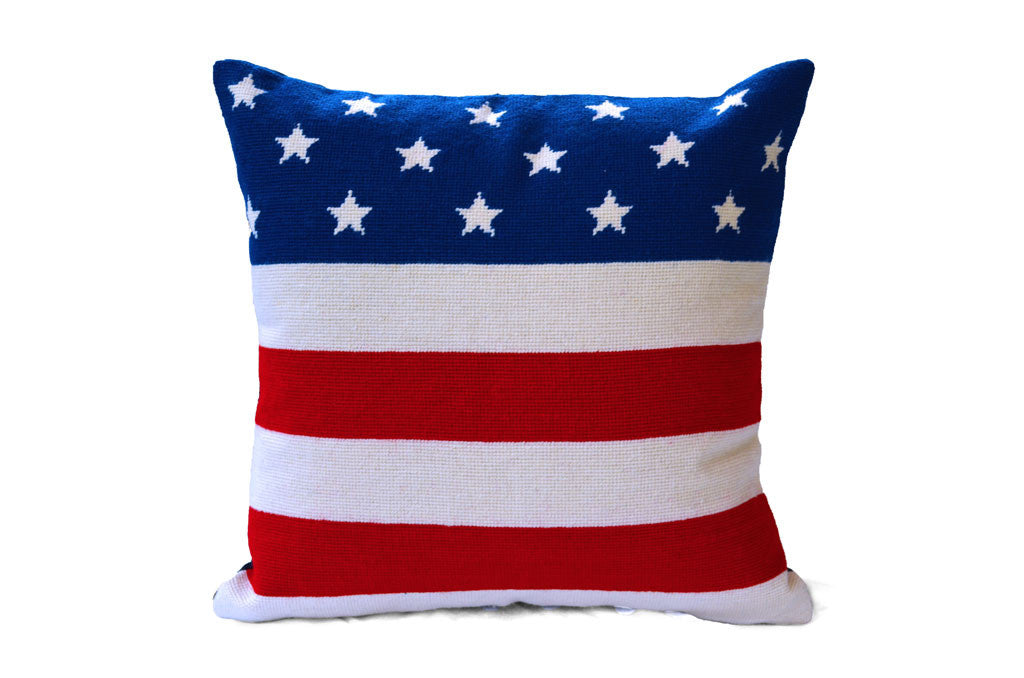 Stars and Stripes Needlepoint Pillow - Patriotic Home Decor for Sofa, Couch & Bed - Perfect for 4th of July, Memorial Day & Veterans Day