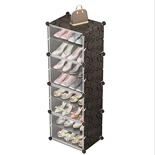 Multilayer Shoe Rack with Door - Space Saving Boot & Shoe Organizer for Closet, DIY Assembled Modular Shoe Cabinet | Perfect for Small Spaces, Entryways & Bedroom Storage