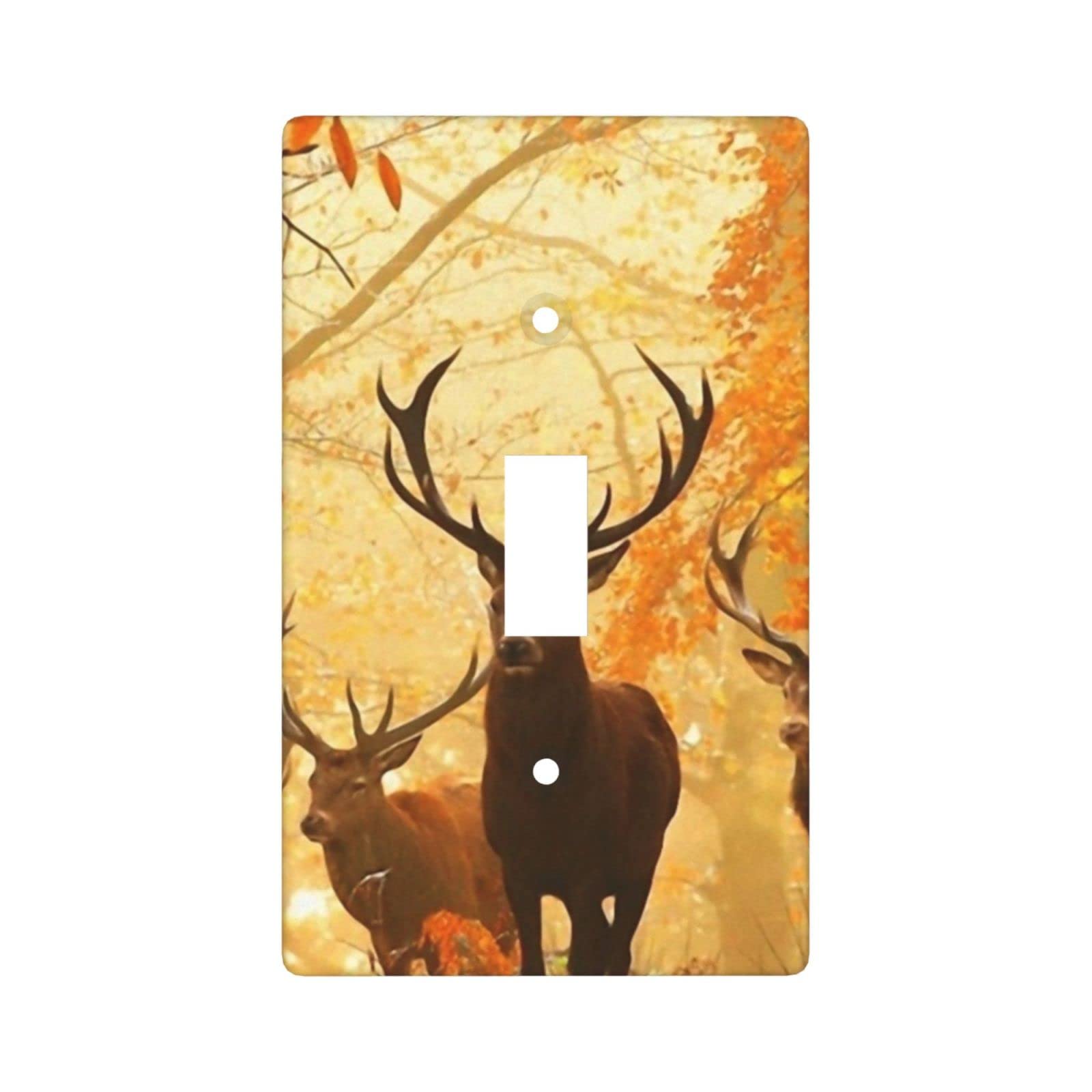 Deer in Autumn Forest Light Switch Cover - Standard Size Single Toggle Wall Plate for Home Decor | Perfect for Living Room, Bedroom & Cabin Aesthetic
