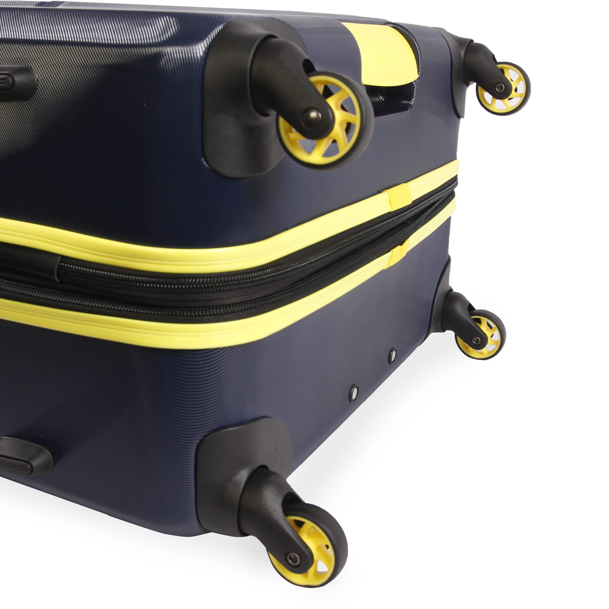 NAUTICA Roadie 3pc Hardside Luggage Set - Navy/Yellow Spinner Suitcase with TSA Lock - Perfect for Travel, Business Trips & Family Vacations