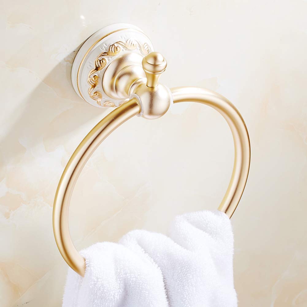 European Style Towel Rack - 16cm Chrome Bathroom Towel Holder with Wall Mount, Towel Ring & Hanging Hook for Spa, Hotel & Home Bathroom Decor