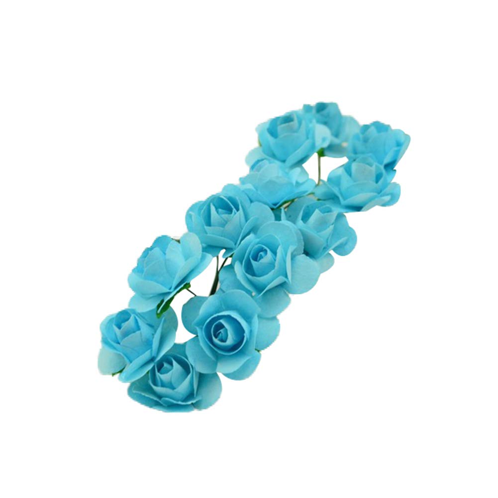 144Pcs Mini Paper Rose Artificial Flowers for DIY Scrapbooking, Wedding Party Decorations, Home Room Decor - Blue | Perfect for Wedding Centerpieces, Bridal Shower Decor, Baby Shower Backdrops & Craft Projects