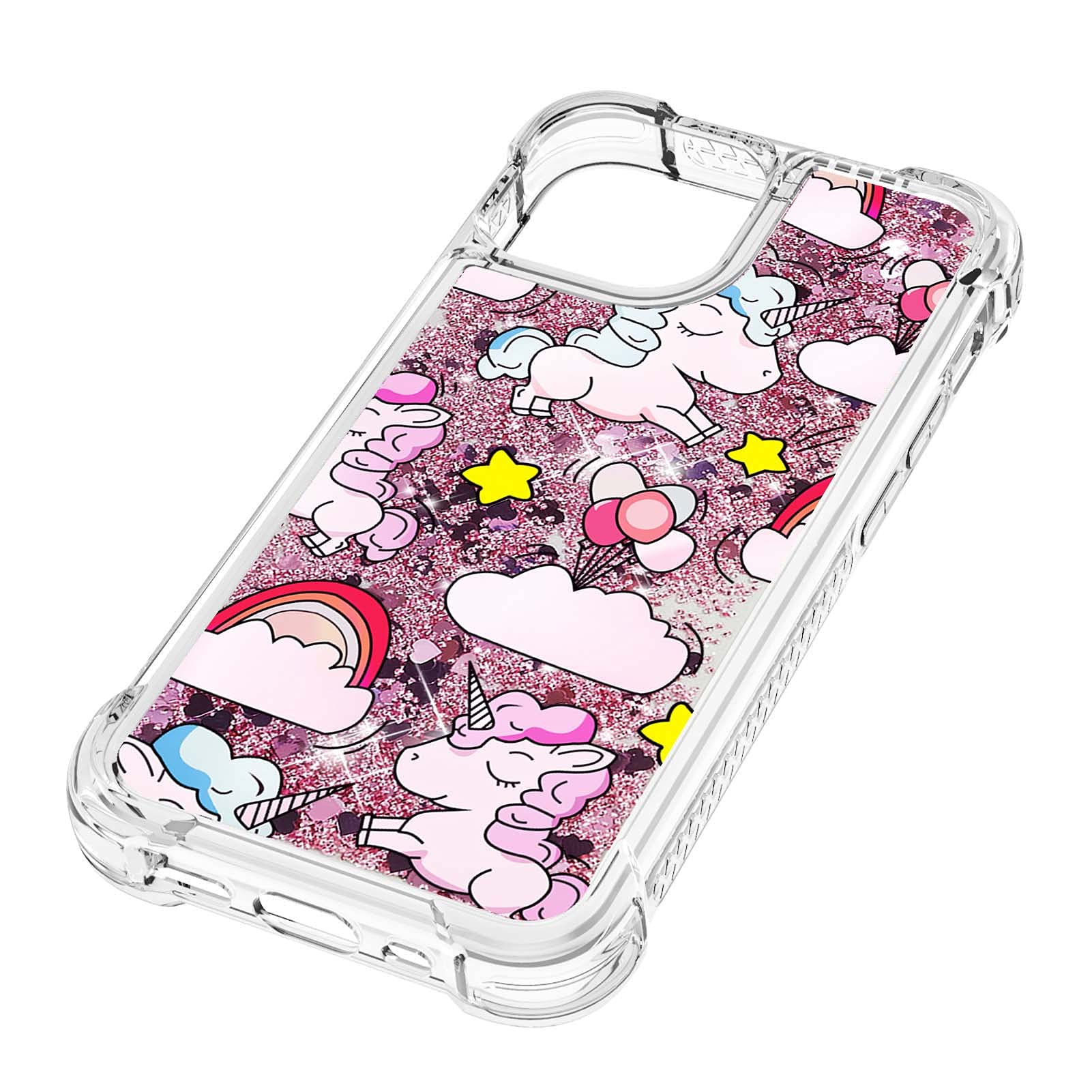 OOPKINS Glitter Liquid Case for iPhone 13 Pro Max - Sparkle Floating Shiny Quicksand Clear Soft TPU Silicone Shockproof Protective Bumper Cover - Bling Cloud Unicorn Design - Perfect for Parties, Gifts & Everyday Use