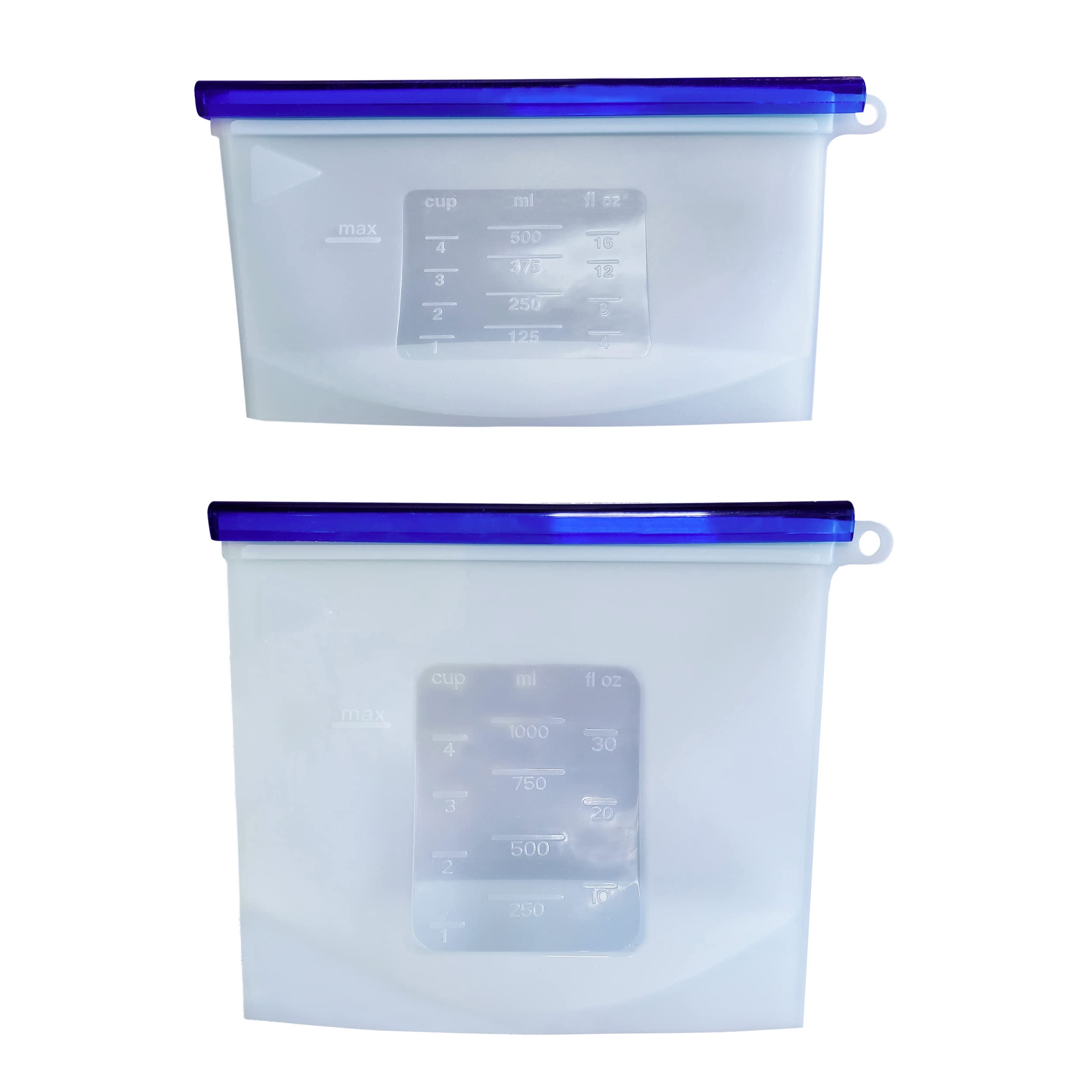 7Penn Reusable Silicone Food Storage Bags - 500mL & 1000mL (2 Pack) | Eco-Friendly, Leak-Proof, Washable Blue Sandwich & Snack Bags | Perfect for Meal Prep, School Lunches & Picnics