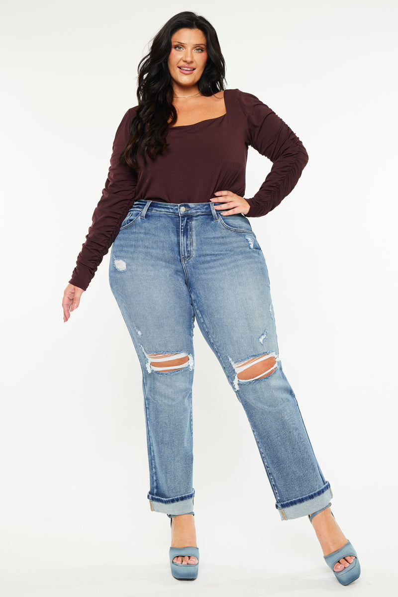 Carrie Essentials Mid Rise True Straight Leg Jeans for Women - Plus Size Denim Pants (16W-24W) | Comfortable Everyday Wear for Work & Casual Outfits