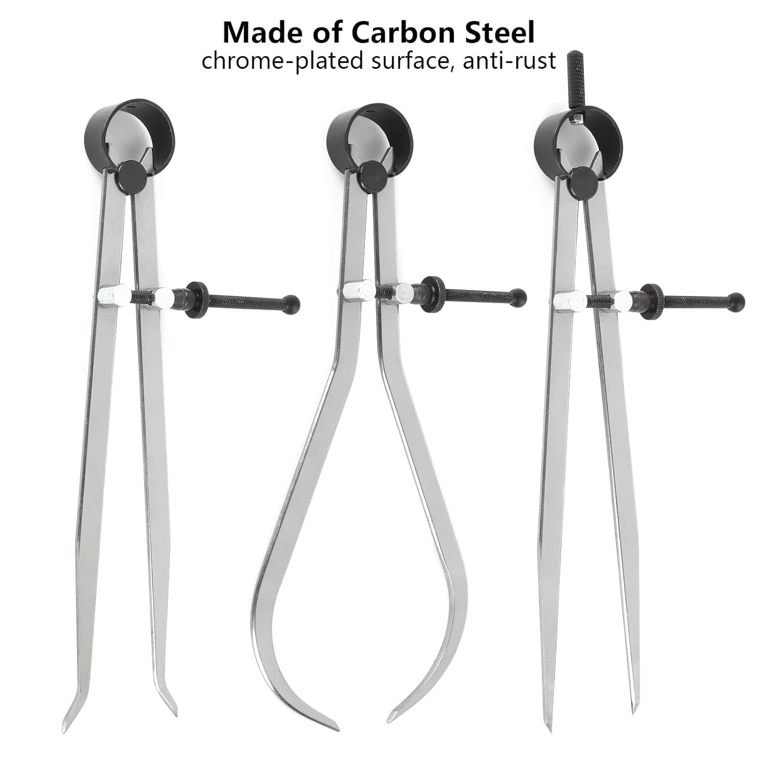 3-Piece Spring Caliper Set - Inside, Outside & Divider Calipers 12 Inch (300mm) Precision Measuring Tools for Metalworking, Woodworking & Engineering | Workshop, Tool Room & DIY Projects