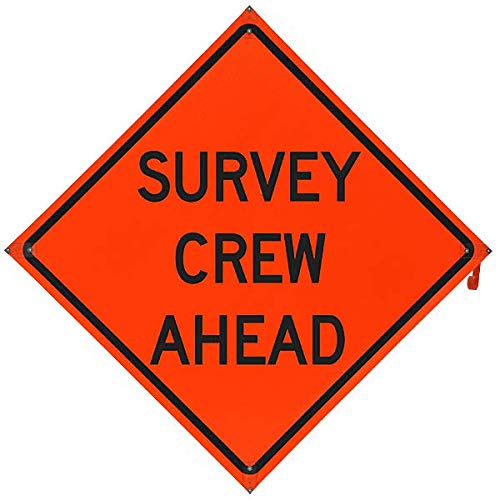 Survey Crew Ahead Safety Roadside Roll-Up Sign with Frames - 36