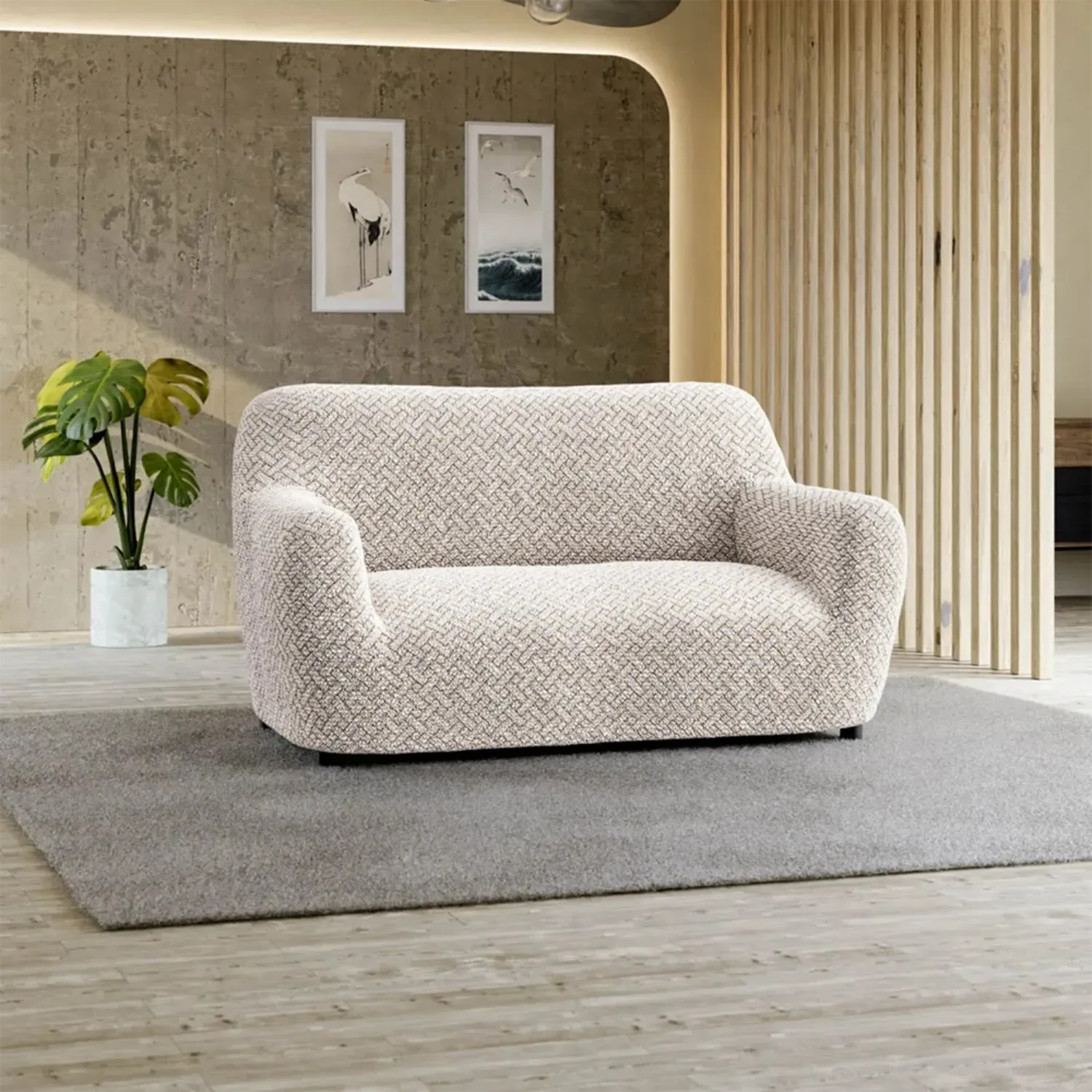 2 Seater Loveseat Slipcover - Soft Microfiber Fabric with Stylish Prints - Perfect for Living Room, Bedroom or Dorm Decor