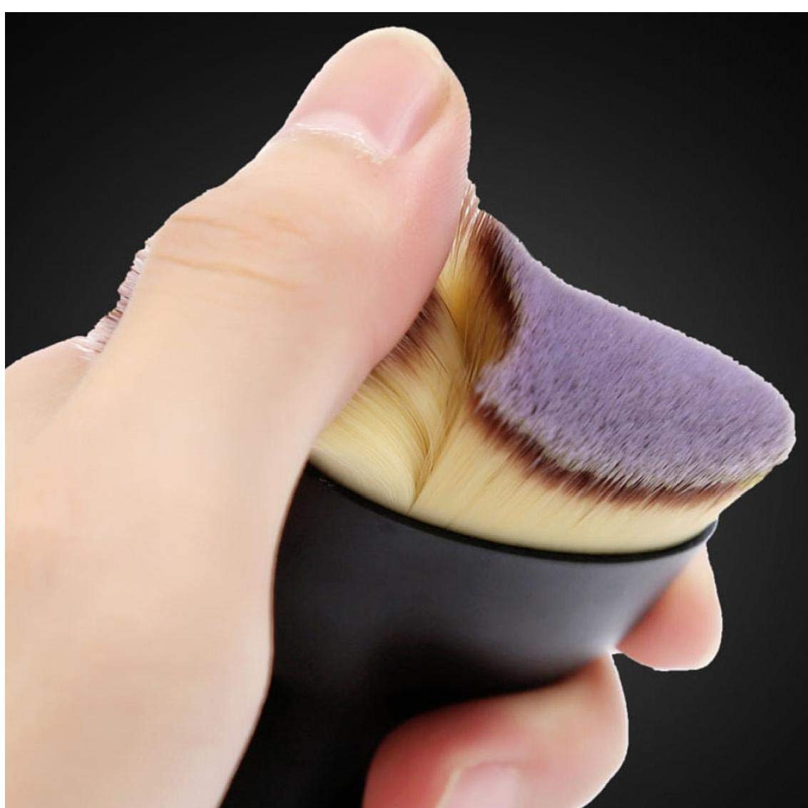 Professional 3D Wavy Cosmetic Brush Set - Foundation Makeup Brush for Liquid, Cream & Powder - Face Blending Brush with Ergonomic Plastic Handle (Black) - Perfect for Daily Makeup, Contouring & Professional Makeup Application