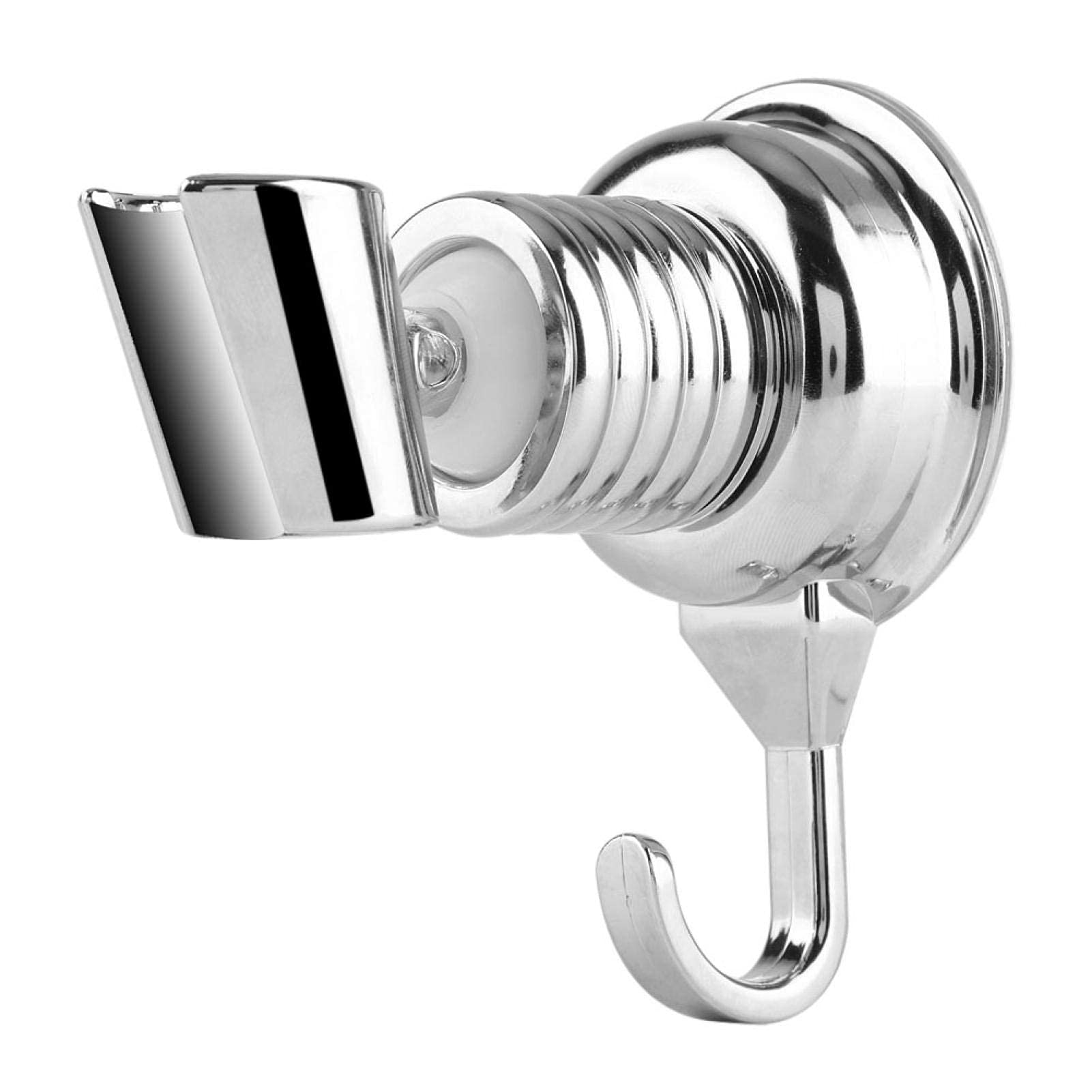 Oumefar Wall Mounted Shower Holder with Suction Cup & Towel Hook - Adjustable Handheld Shower Head Holder for Bathroom, Shower Caddy - Perfect for Home, Apartment, RV Use