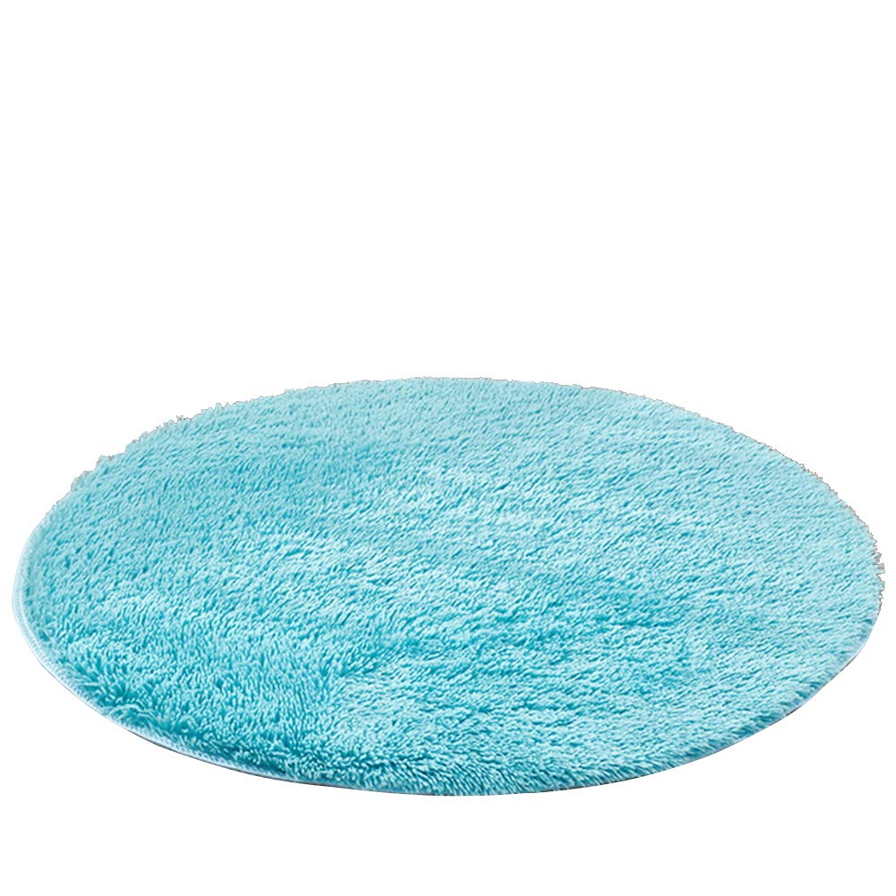 Idain Super Soft Shaggy Area Rug - 2 Feet Round Plush Carpet for Bedroom, Living Room, Dining Room & Nursery - Non-Slip Blue Home Decor Rug for Kids Room, Bedside & Cozy Spaces