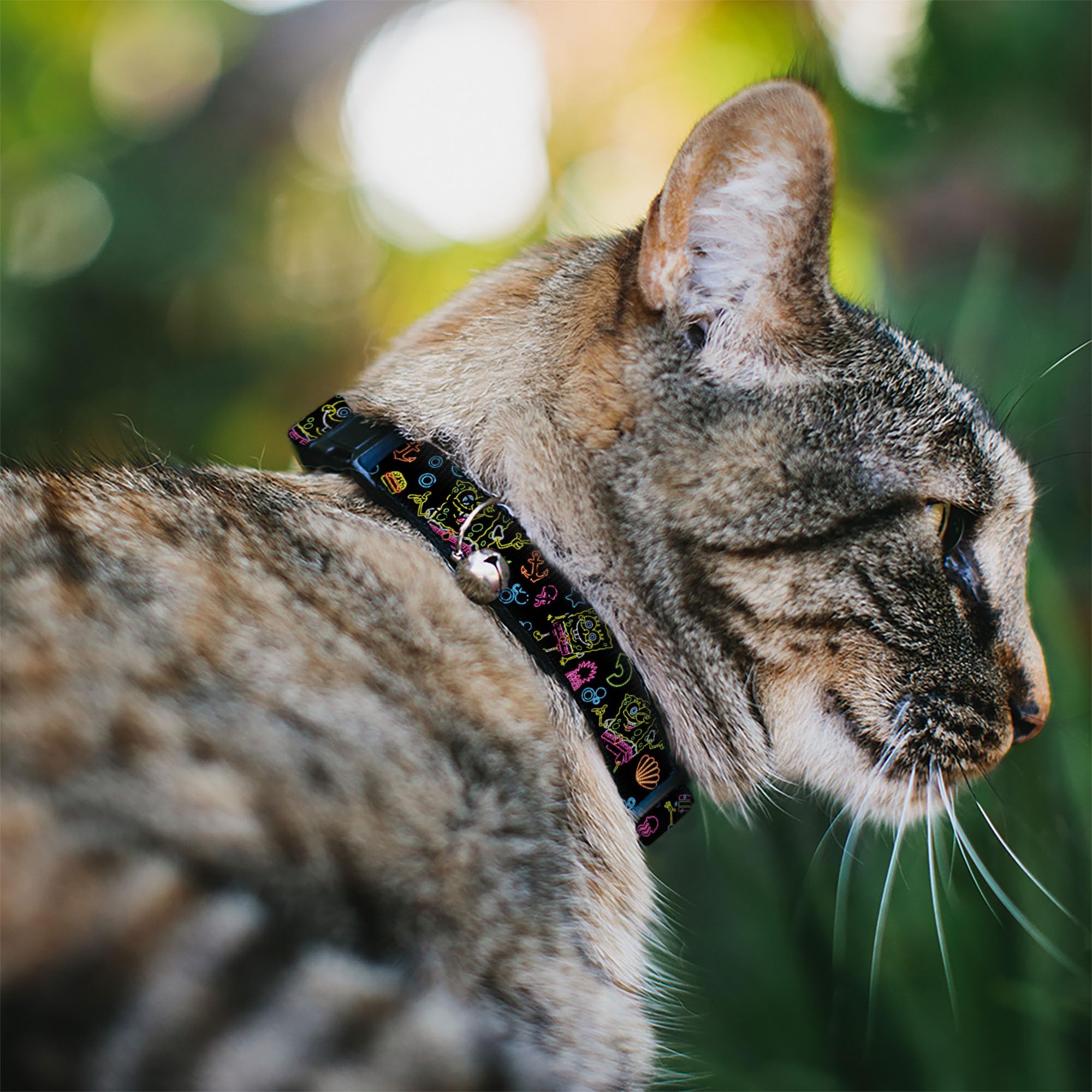 Breakaway Cat Collar with SpongeBob Design - Adjustable 8-12 Inch, 0.5 Inch Wide - Safe & Stylish Pet Accessory for Indoor/Outdoor Cats
