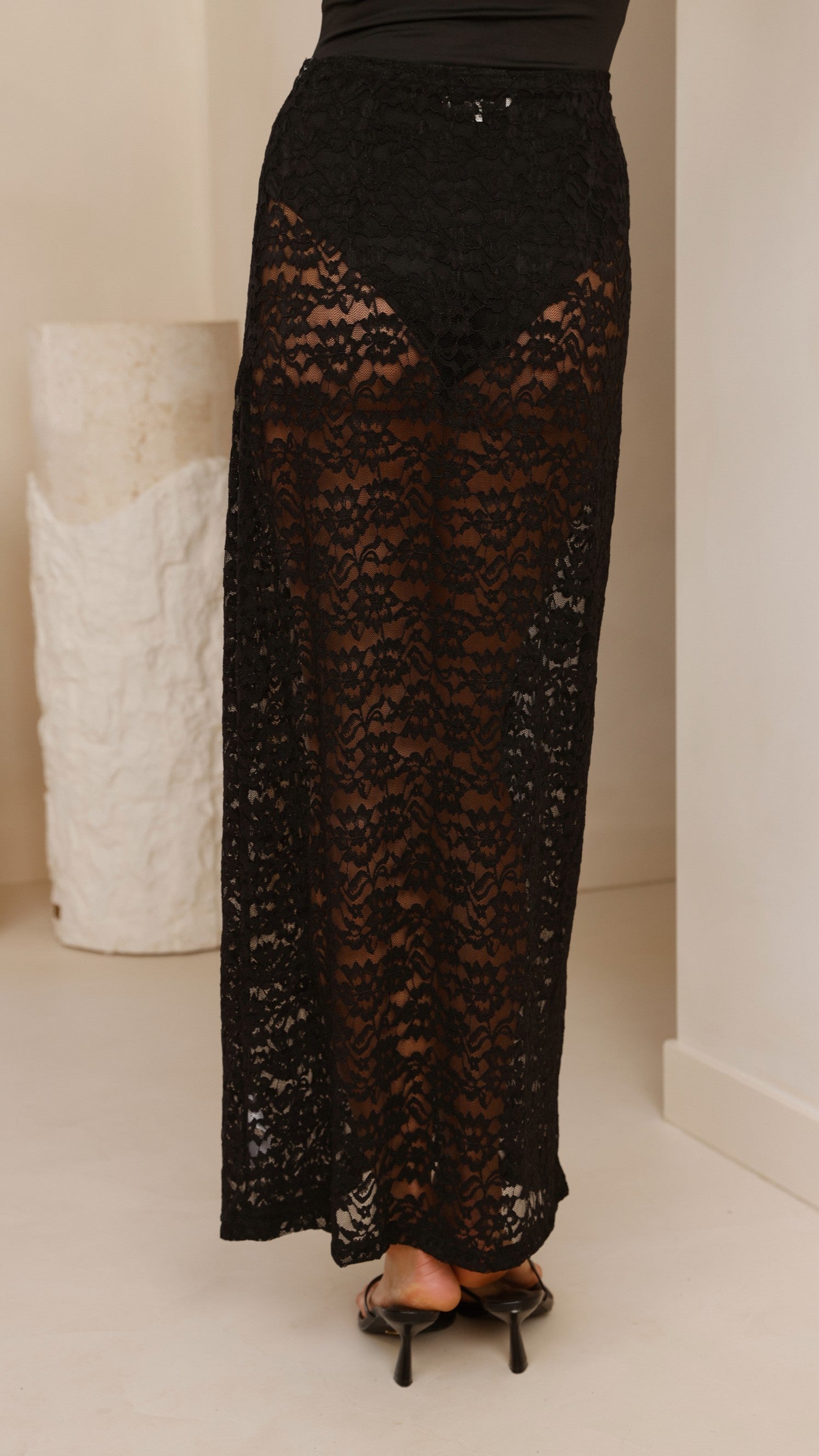 Harlene Black Lace Maxi Skirt for Women - Elegant Long Flowy Skirt for Parties, Weddings & Special Occasions