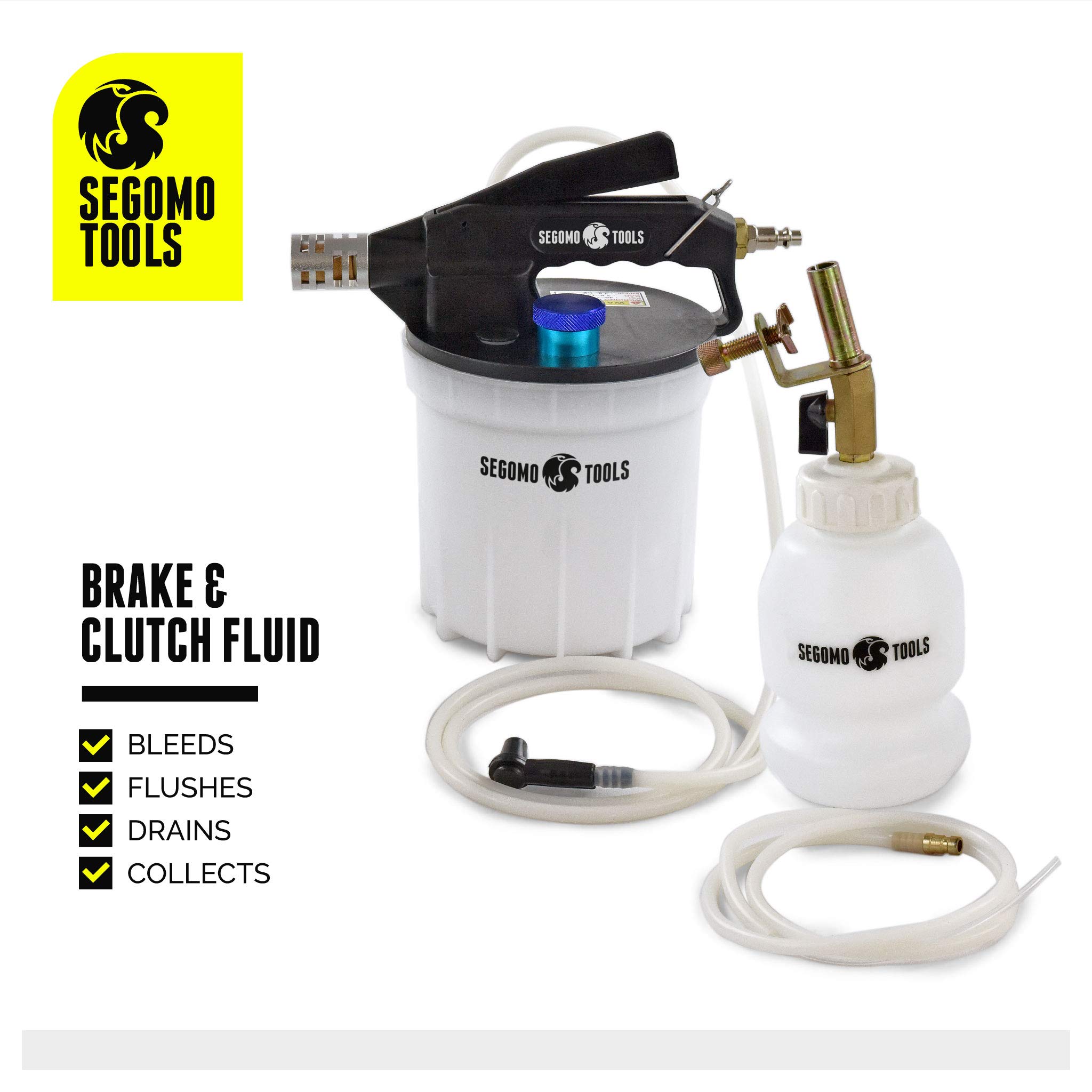 Segomo Tools 2L Standard & ABS Vacuum Brake Bleeder & Clutch Bleeding Kit | Professional Brake Fluid Extractor Pump | Automotive Brake System Bleeding Tools - VBB01 | Perfect for DIY Car Maintenance & Professional Mechanic Use