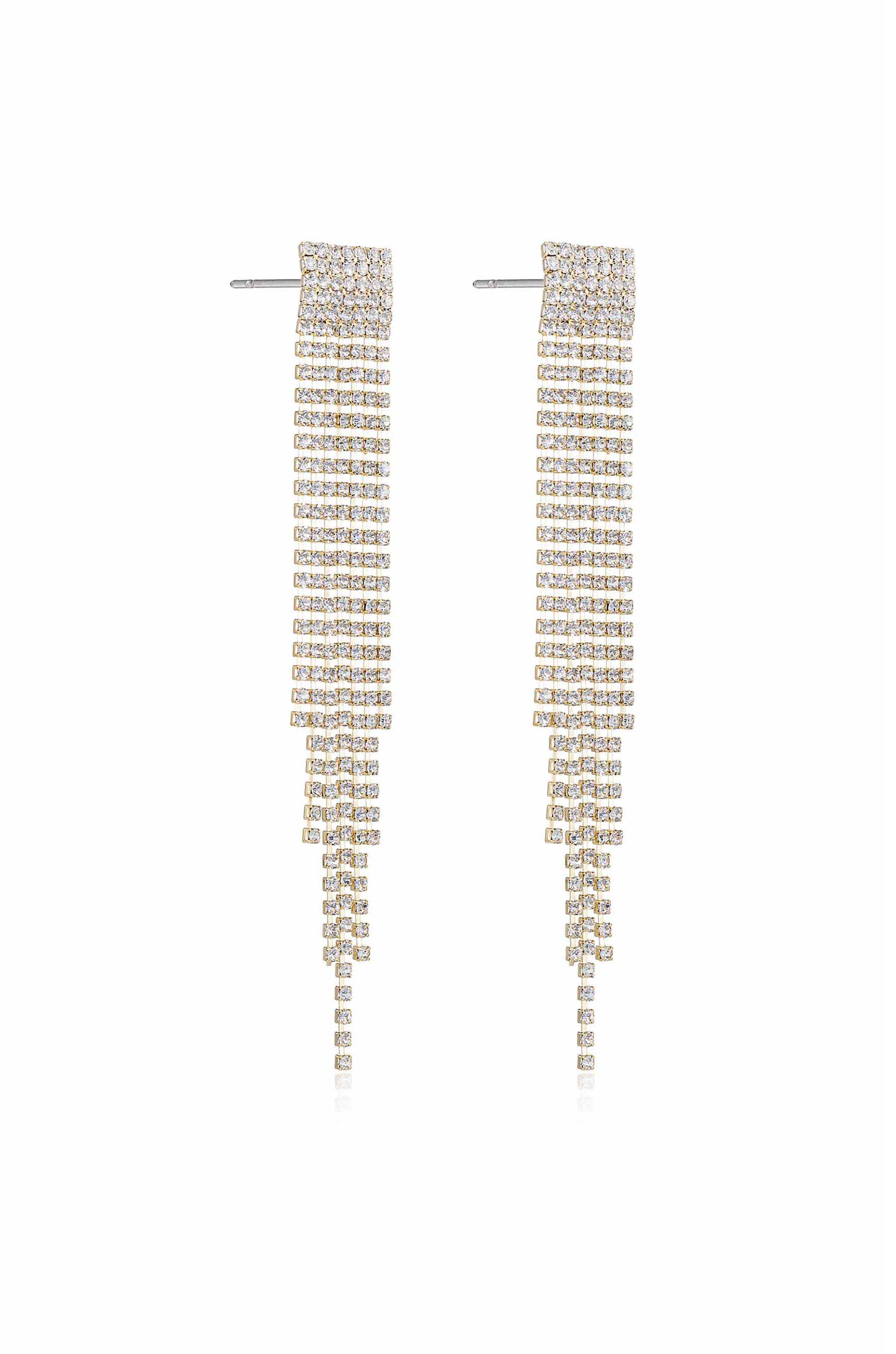 Elegant Crystal Fringe Dangle Earrings for Women - Sparkling Bohemian Party Jewelry | Perfect for Weddings, Date Nights & Special Occasions