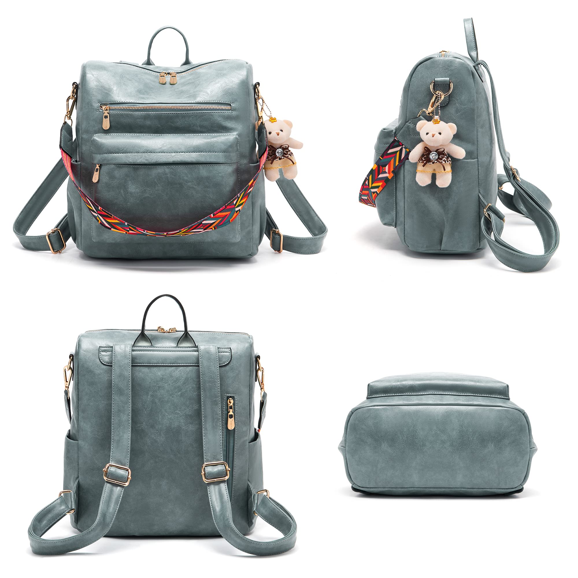Soperwillton Women's Backpack Purse - Stylish PU Leather Shoulder Bag & Travel Backpack Set (2-Piece) for Work, School & Outdoor Adventures