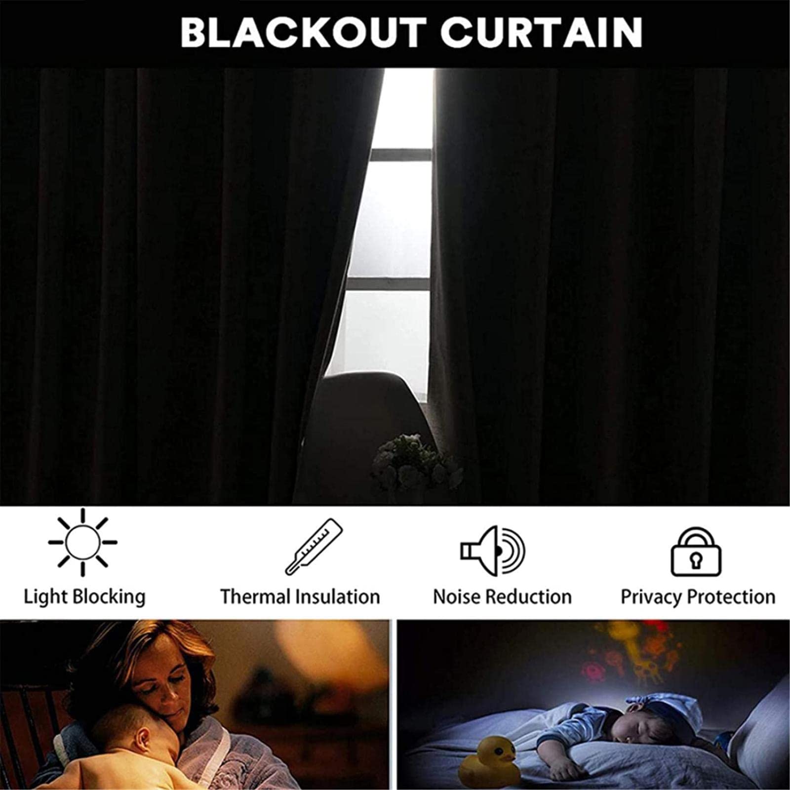 Premium Blackout Curtains 79x84 Inch - Thermal Insulated 3D Printed Green Leaf Design for Bedroom & Living Room | Noise Reducing, Light Blocking Window Treatments for Nursery, Kids Room & Home Decor