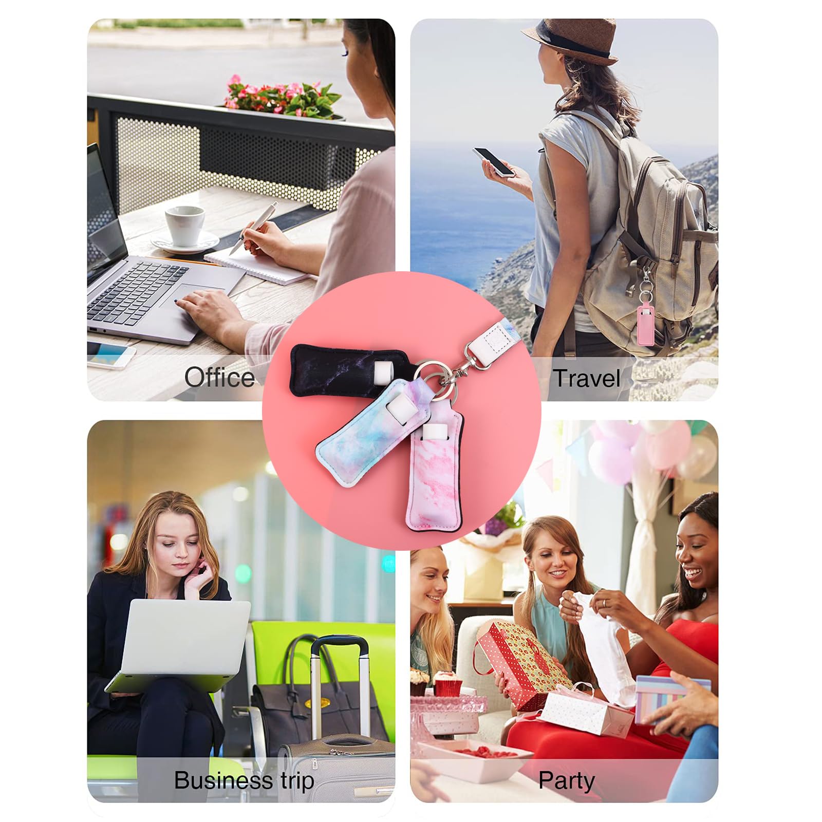 Cute COOKOOKY Lip Balm Keychain Holder with Clip - Portable Chapstick Holder for Keys, Purse & Backpack - Perfect for Outdoor Activities, Travel & Daily Use