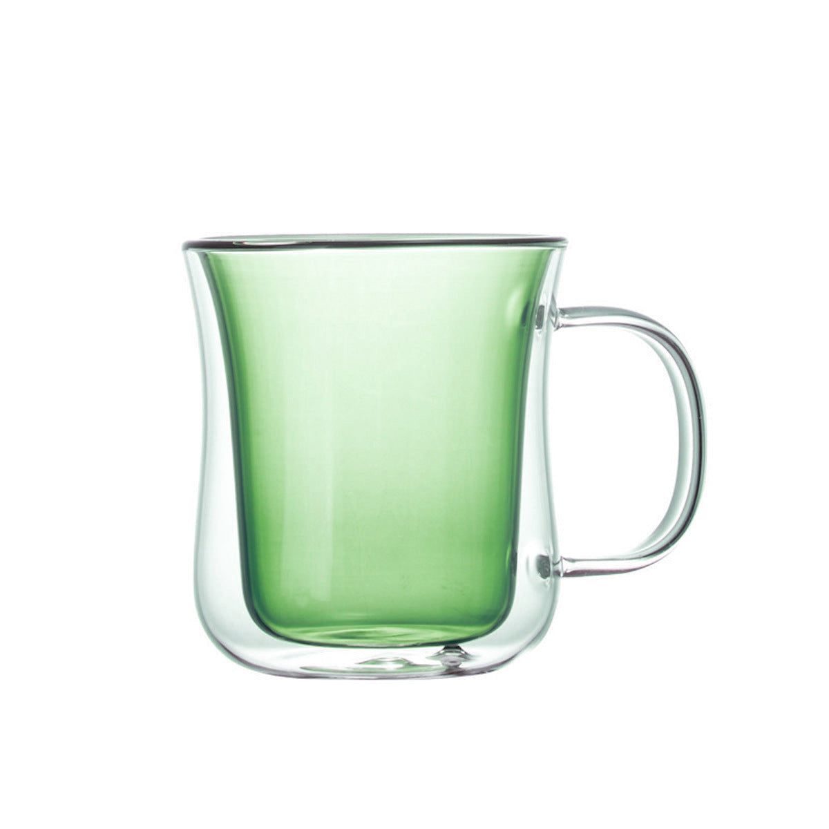 I.XXI Double Wall Insulated Green Wave Glass Coffee Mug with Handle - 250ml (8.5oz) - Perfect for Hot & Cold Beverages, Home, Office, and Outdoor Use