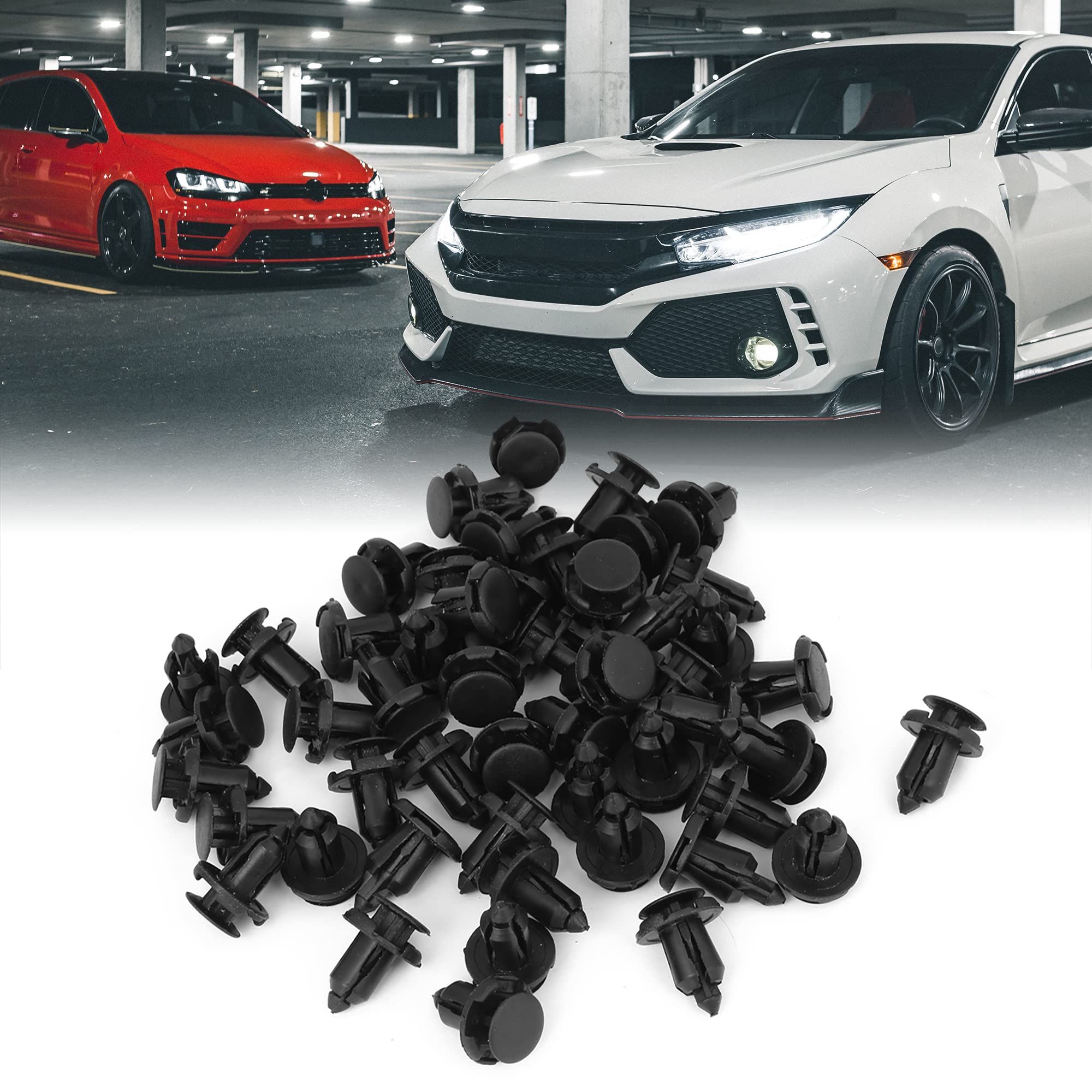 50pcs 9mm Plastic Hole Retainer Clips | Push Rivets Flaps Bumper Fasteners for Honda Civic, Accord, CR-V | Auto Interior Trim & Exterior Panel Repair | DIY Car Maintenance Accessories