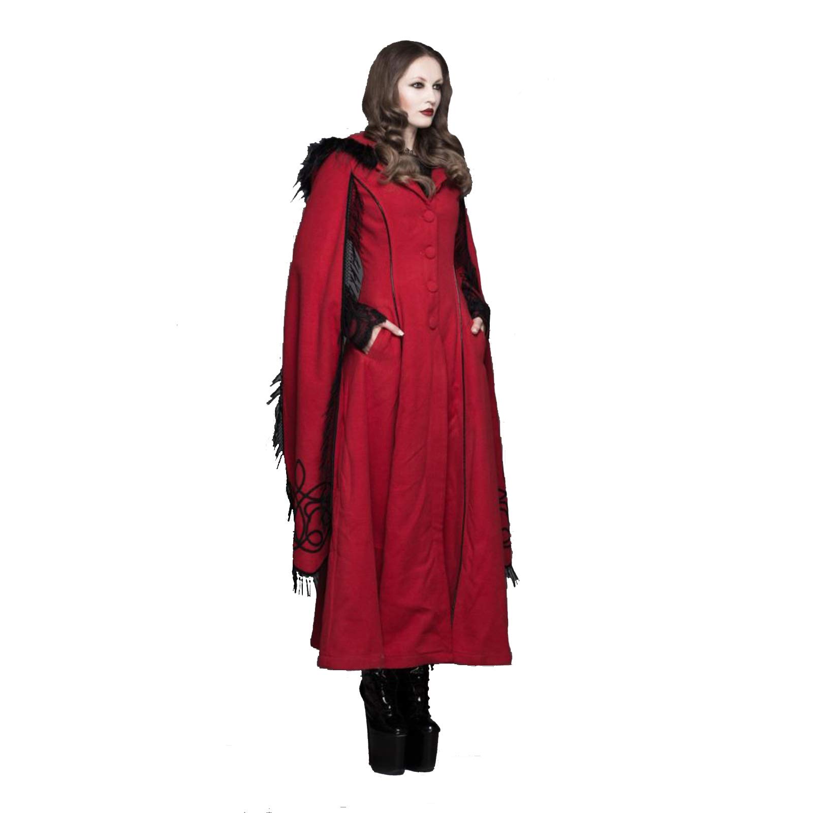 Women's Largemouth Red Hooded Coat - Little Red Riding Hood Style Jacket for Outdoor Adventures & Fairy Tale Costume Parties