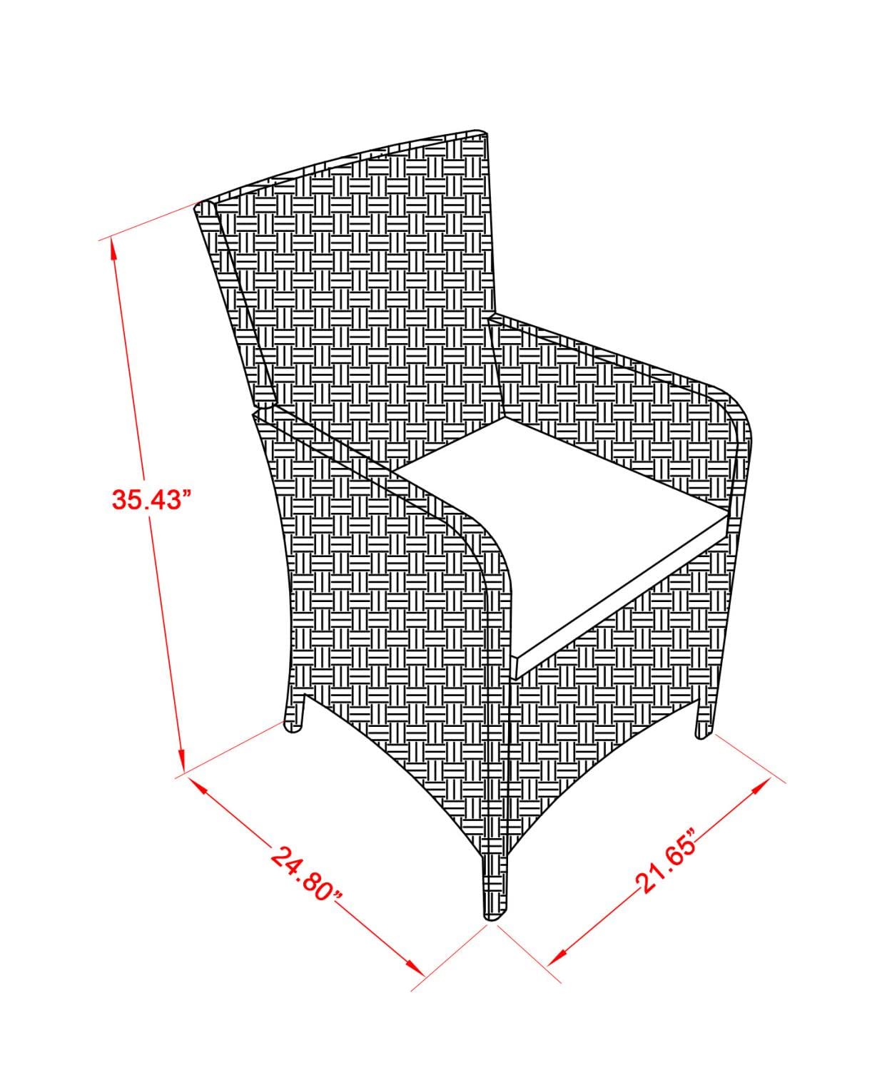 East West Furniture HLUC153V Luneburg Patio Bistro Wicker Dining Chairs with Cushion, Set of 2, Cream - Outdoor Garden, Balcony, and Poolside Seating for Relaxing and Entertaining