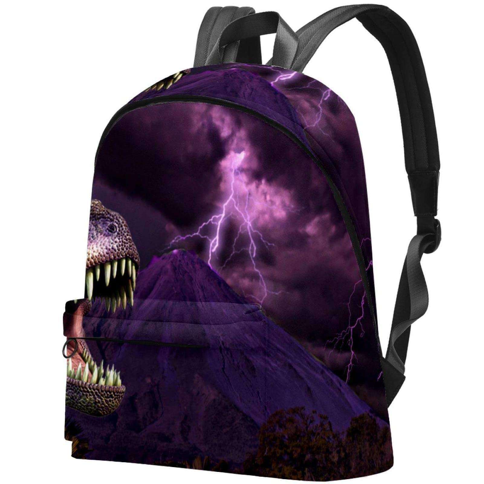 Durable Canvas Backpack for College & Travel - Stylish Dinosaur Forest Volcano Print Unisex Backpack for Women & Men | Perfect for School, Work, Hiking & Daily Commute
